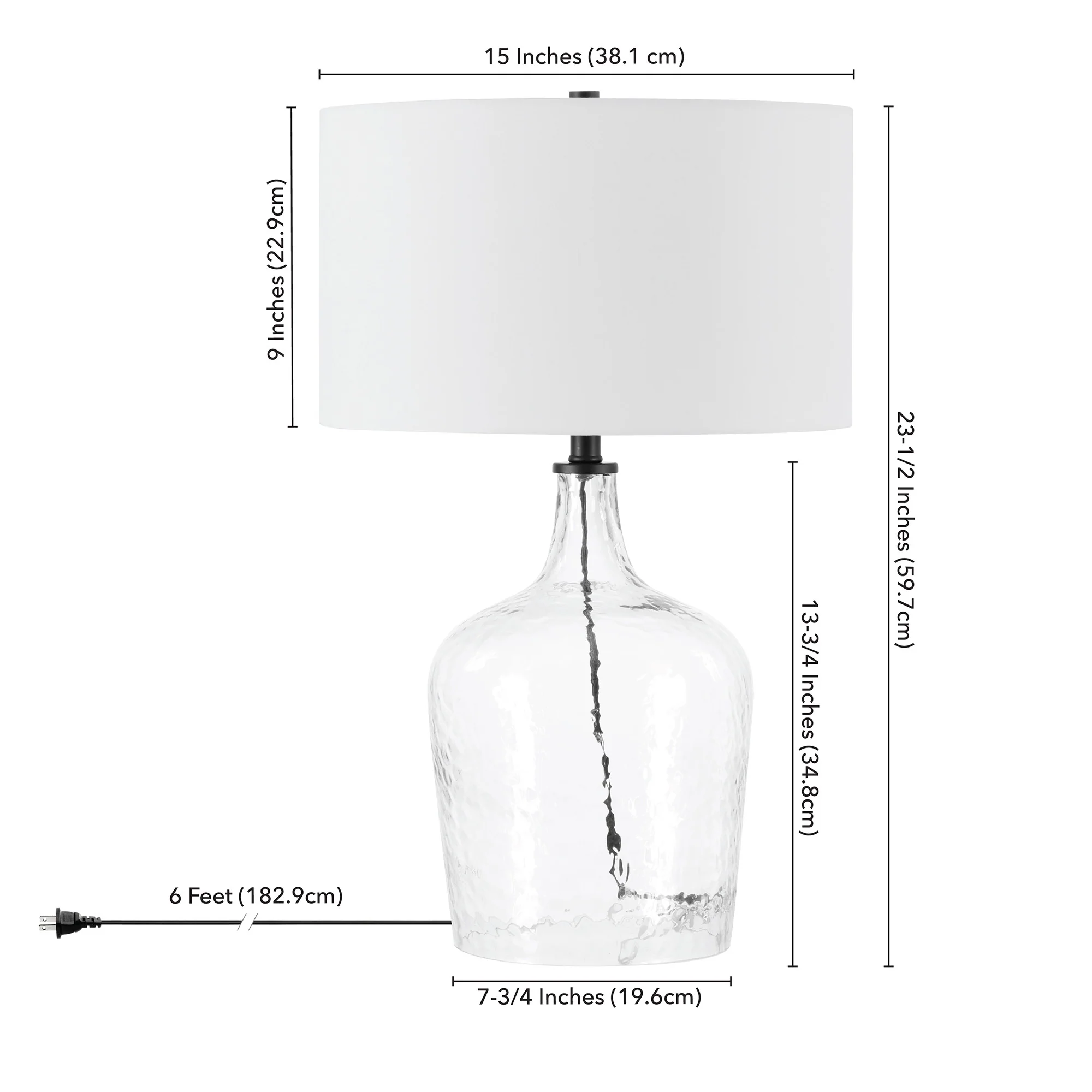Clear Glass Table Lamp With White Drum Shade By Homeroots - Image 5