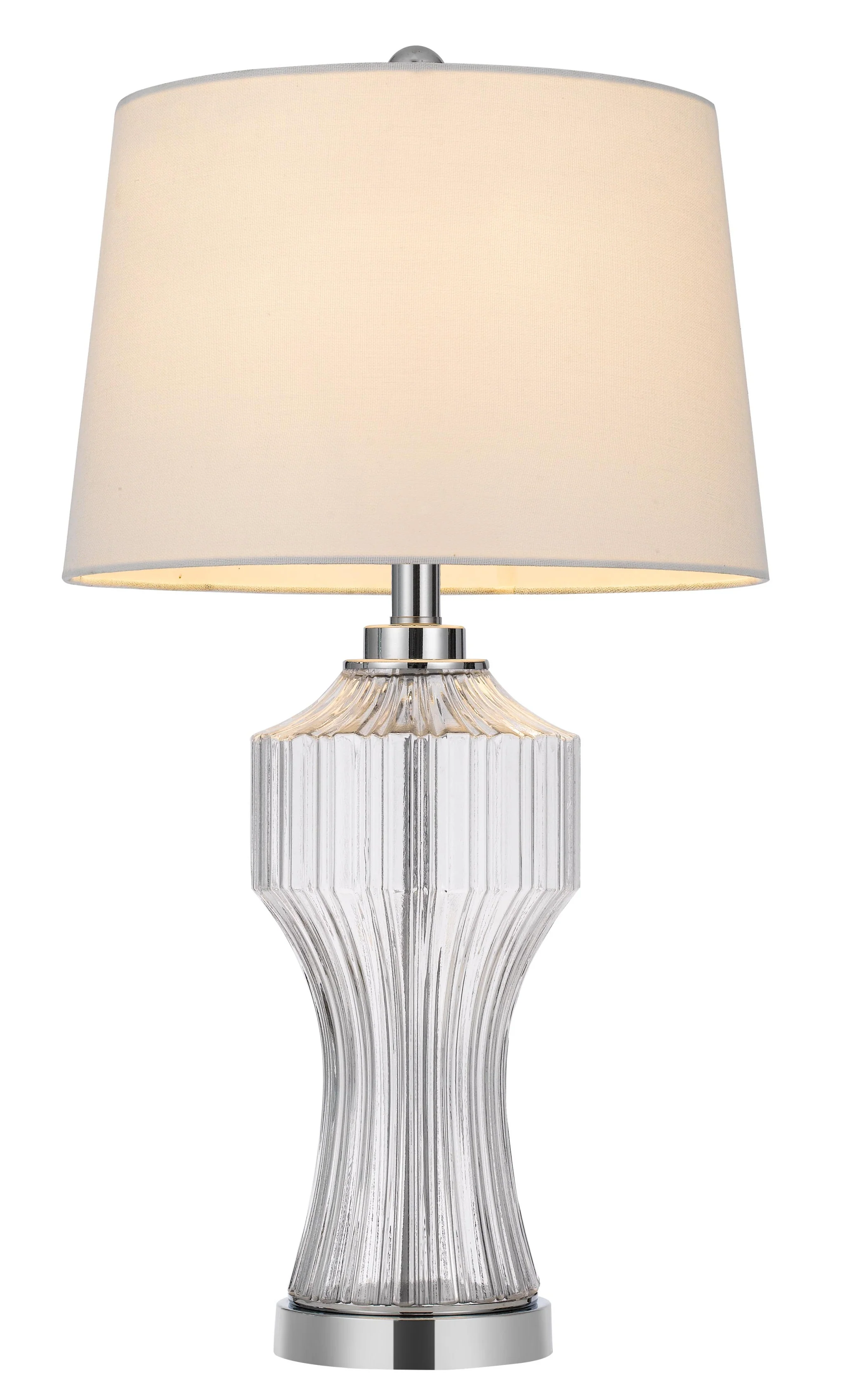 Clear Glass Table Lamp With White Empire Shade By Homeroots - Image 6