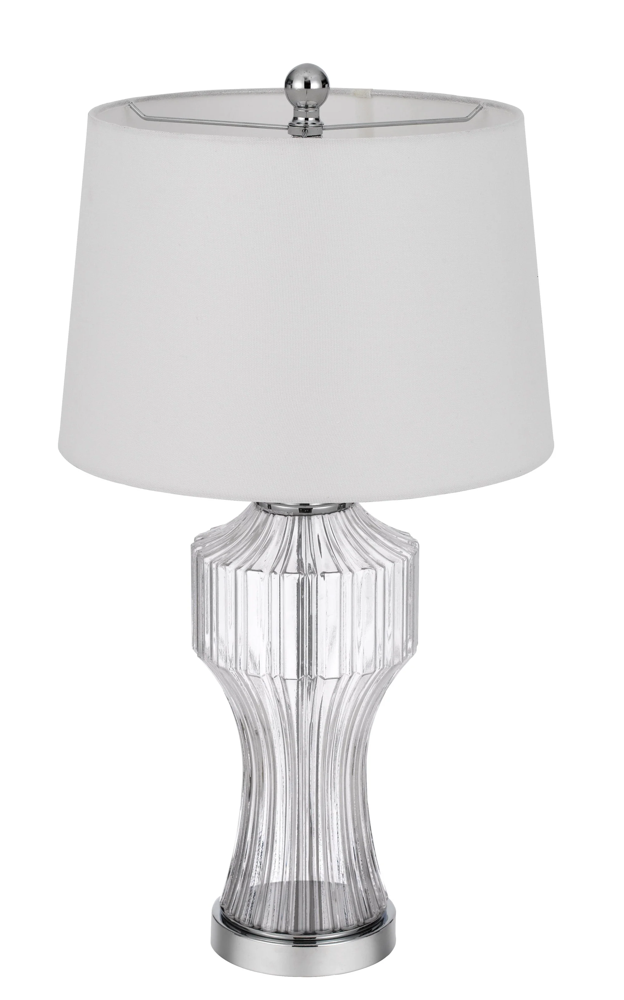 Clear Glass Table Lamp With White Empire Shade By Homeroots - Image 7