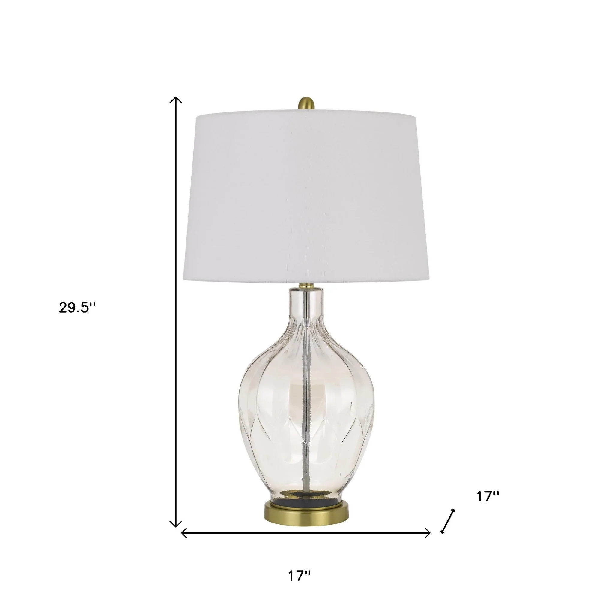 Clear Metal Table Lamp With Off White Drum Shade By Homeroots - Image 4