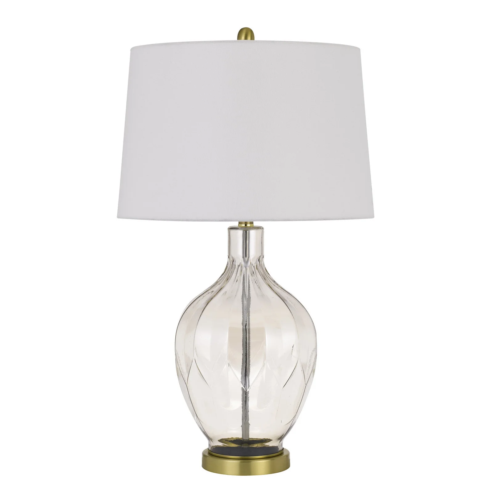 Clear Metal Table Lamp With Off White Drum Shade By Homeroots - Image 5
