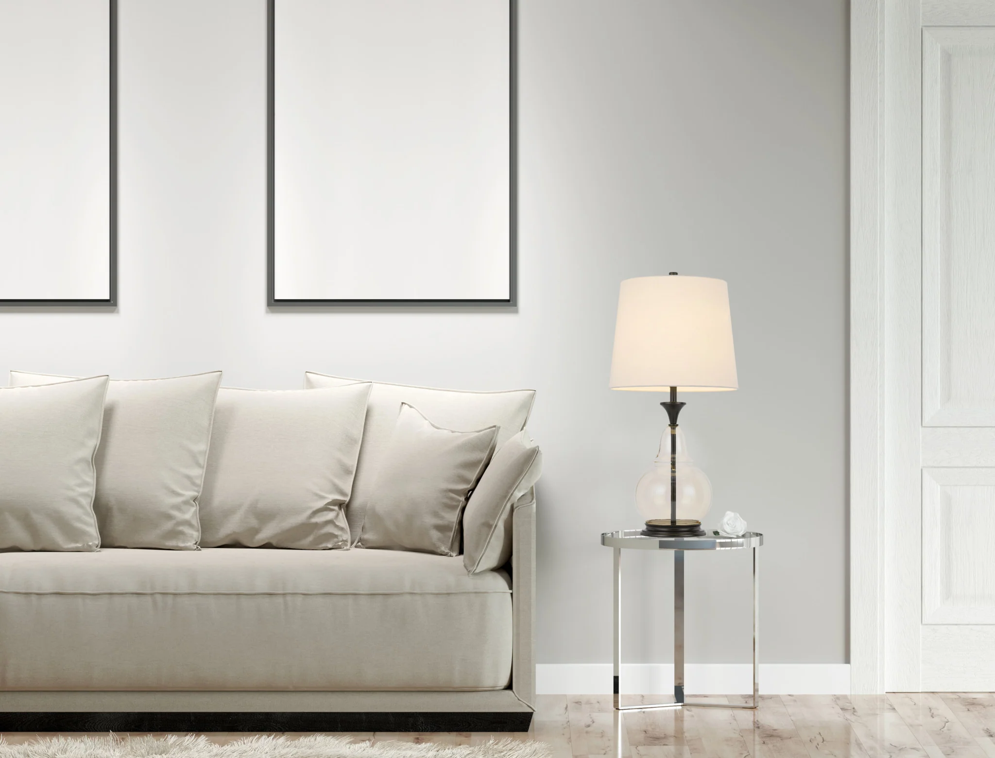 Clear Metal Table Lamp With White Empire Shade By Homeroots - Image 2
