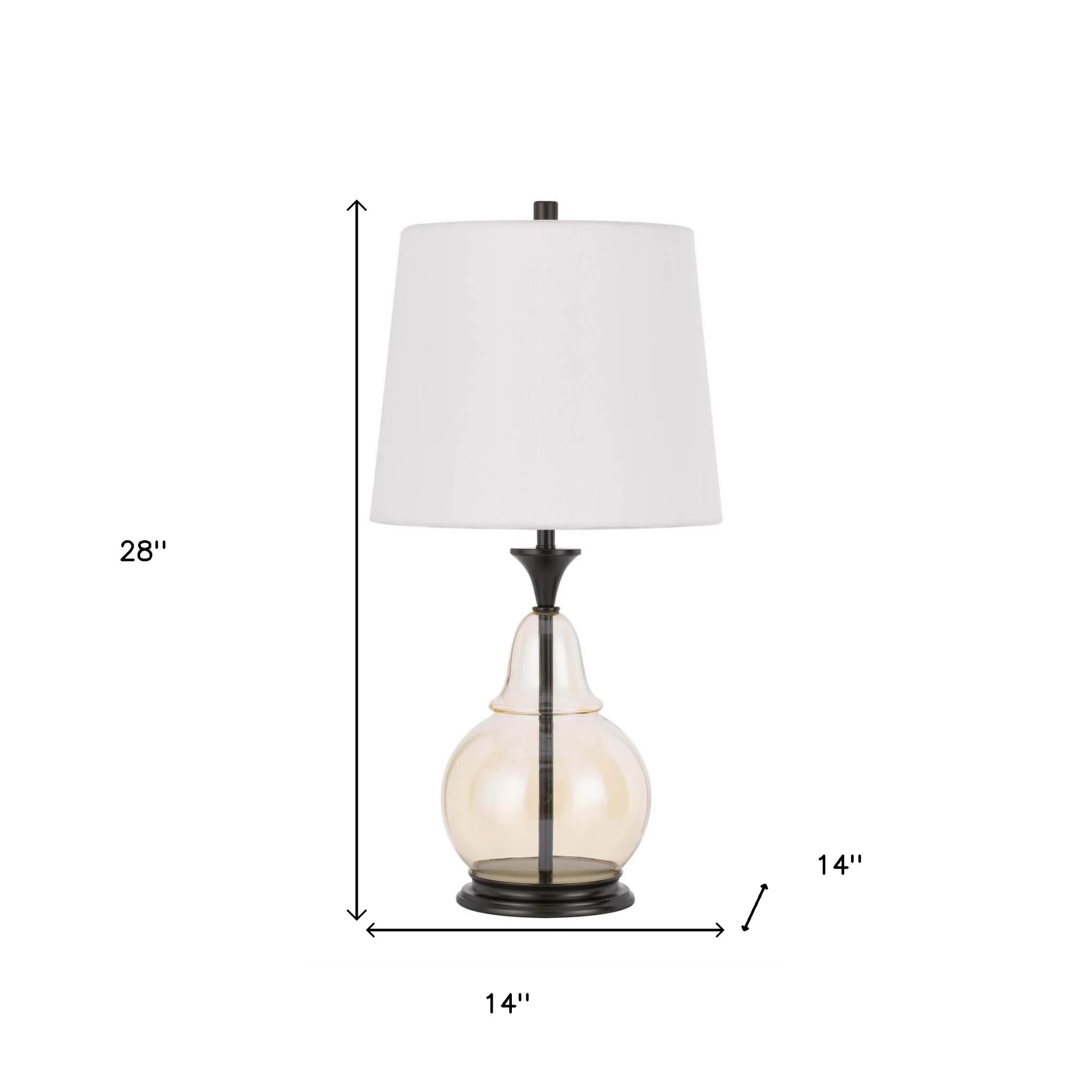 Clear Metal Table Lamp With White Empire Shade By Homeroots - Image 3