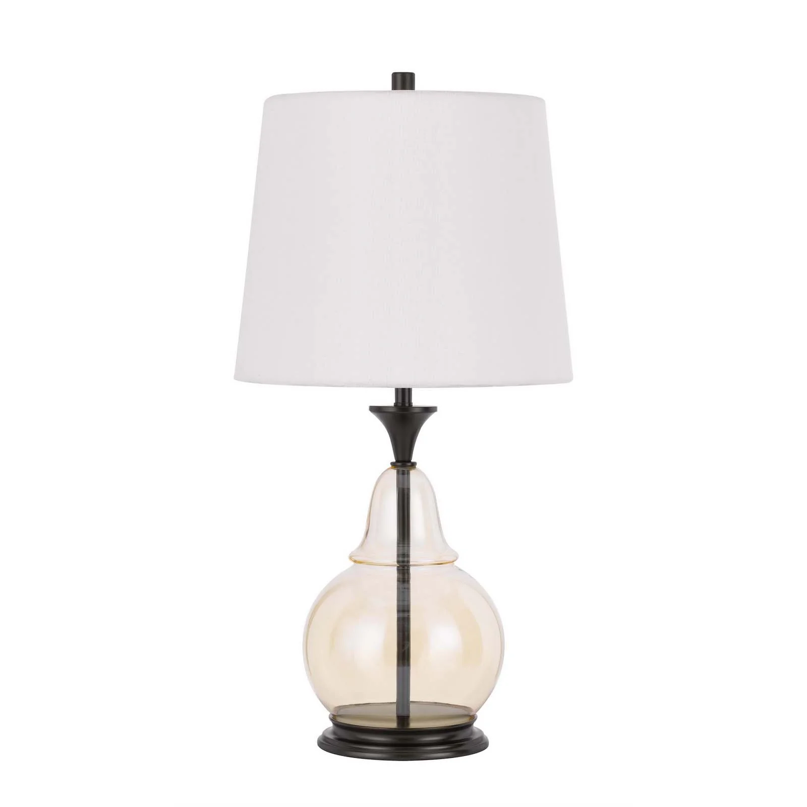 Clear Metal Table Lamp With White Empire Shade By Homeroots - Image 5