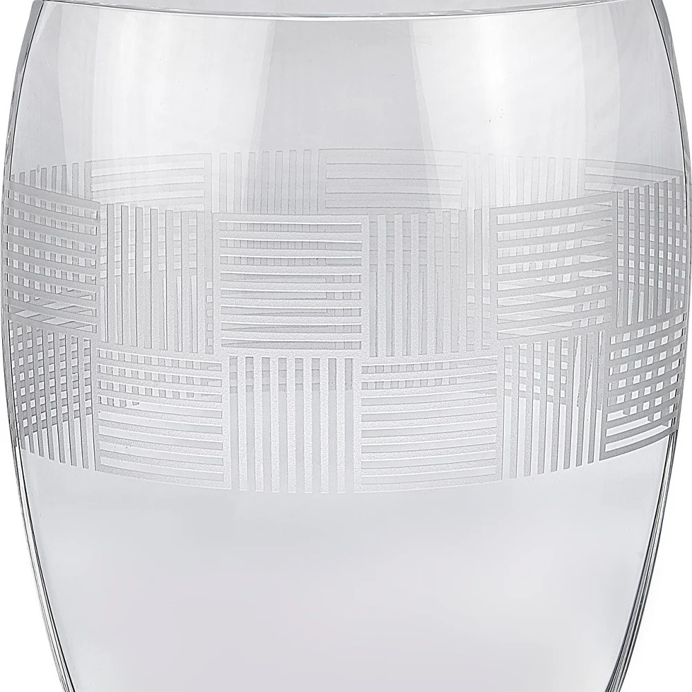 Clear With Geometric Pattern Oval Crystal Table Vase By Homeroots - Image 2