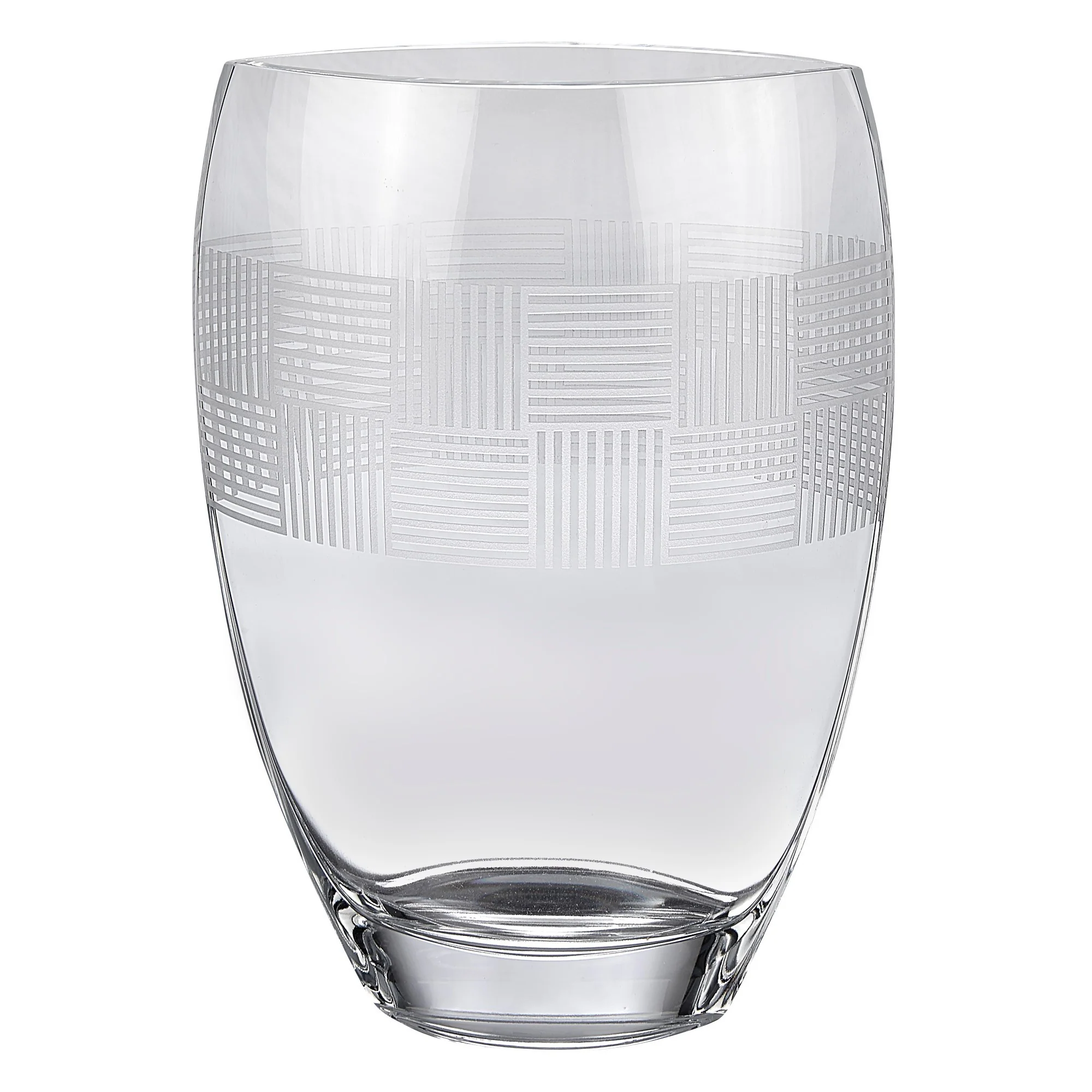 Clear With Geometric Pattern Oval Crystal Table Vase By Homeroots - Image 6