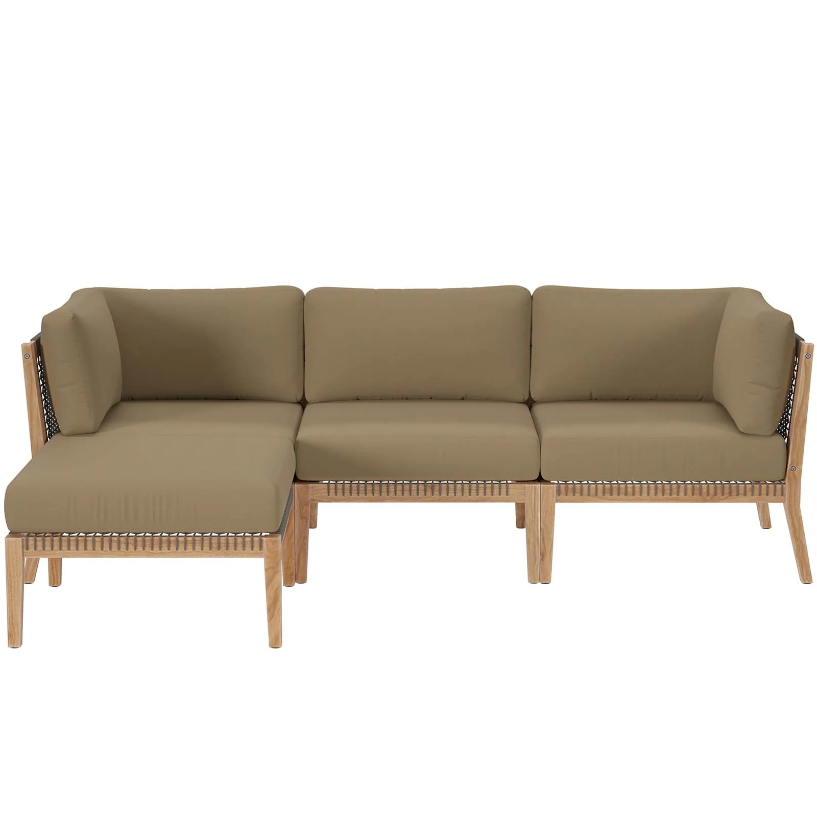 Clearwater Outdoor Patio Teak Wood 4-Piece Sectional Sofa By Modway - EEI-6121 - Image 14