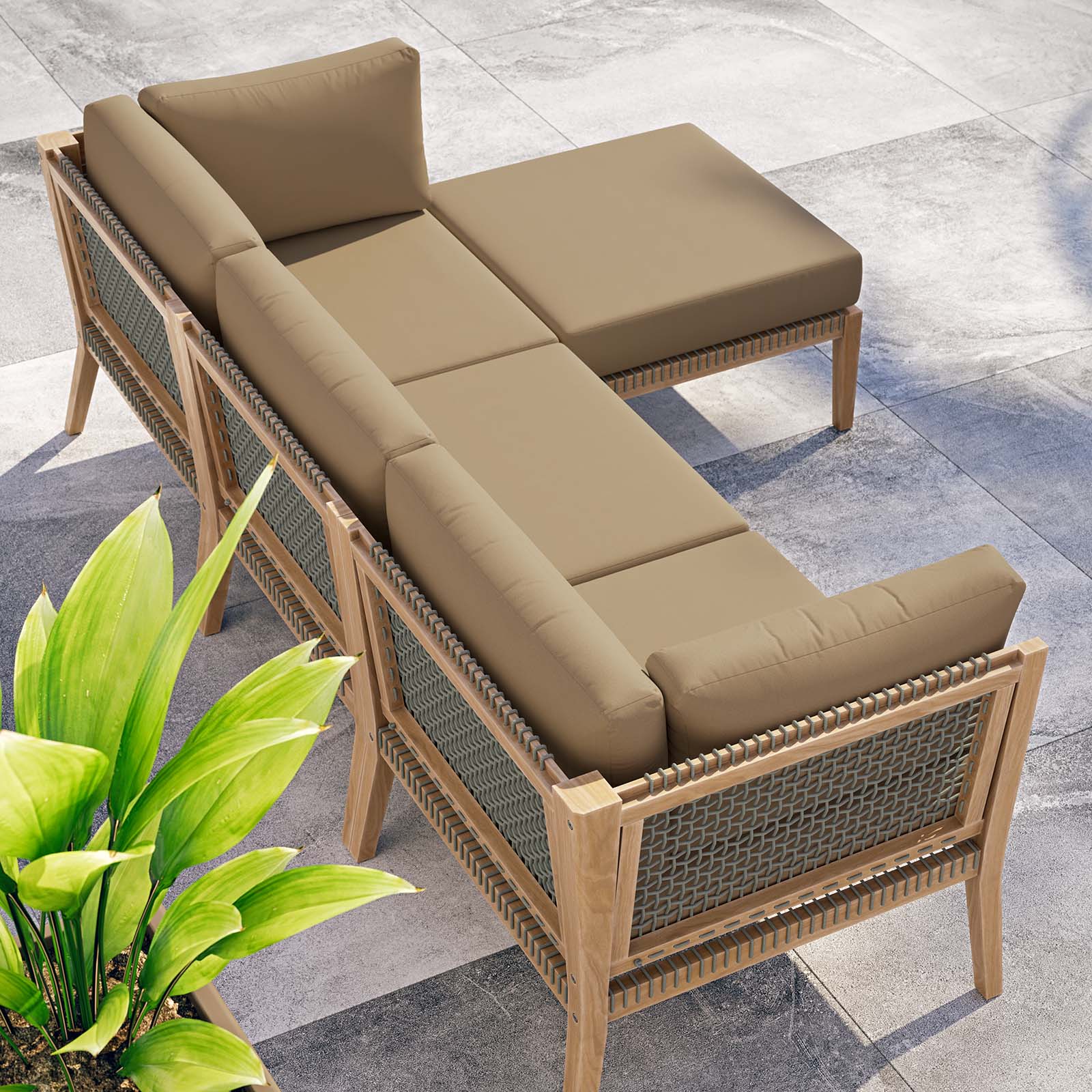Clearwater Outdoor Patio Teak Wood 4-Piece Sectional Sofa By Modway - EEI-6121 - Image 18