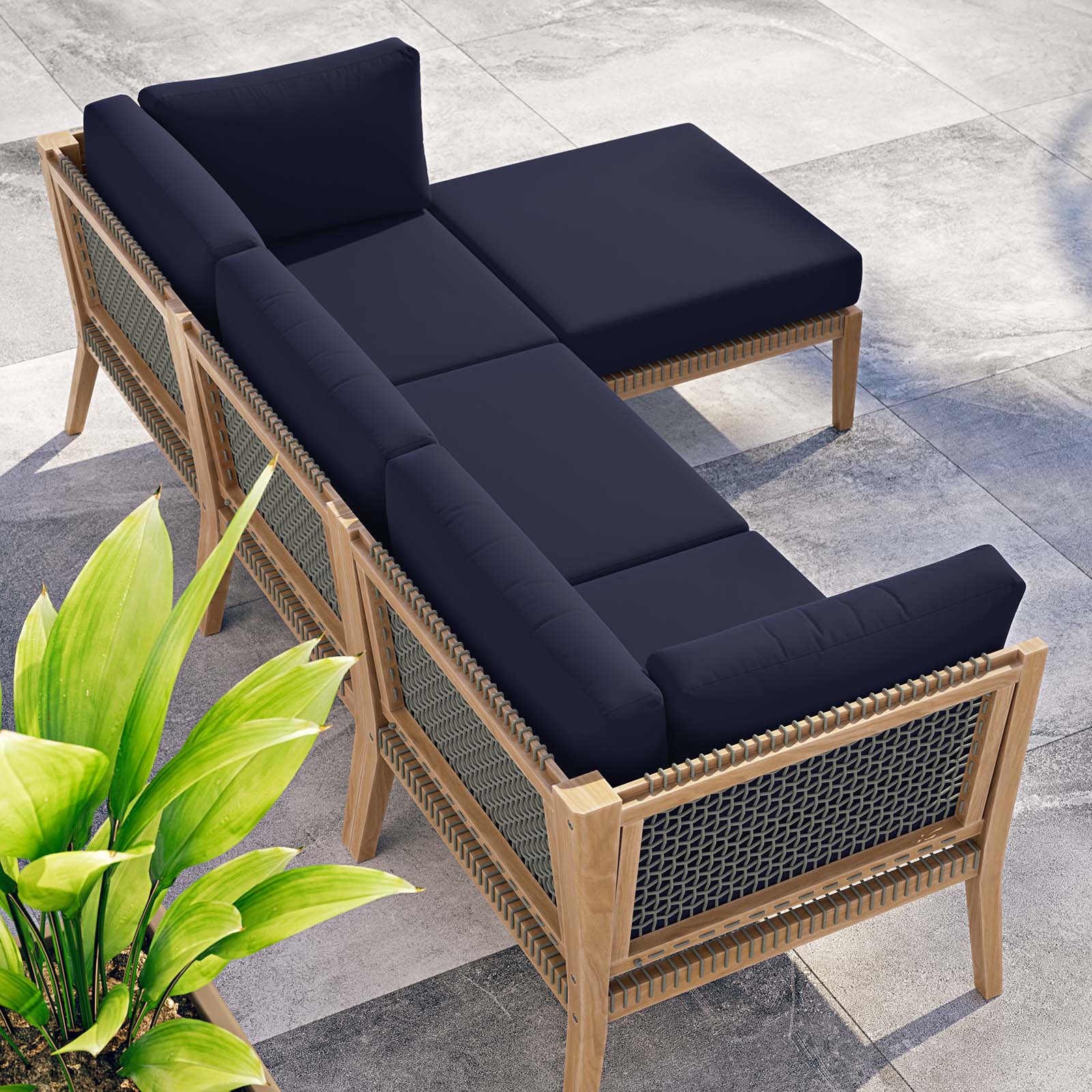 Clearwater Outdoor Patio Teak Wood 4-Piece Sectional Sofa By Modway - EEI-6121 - Image 31