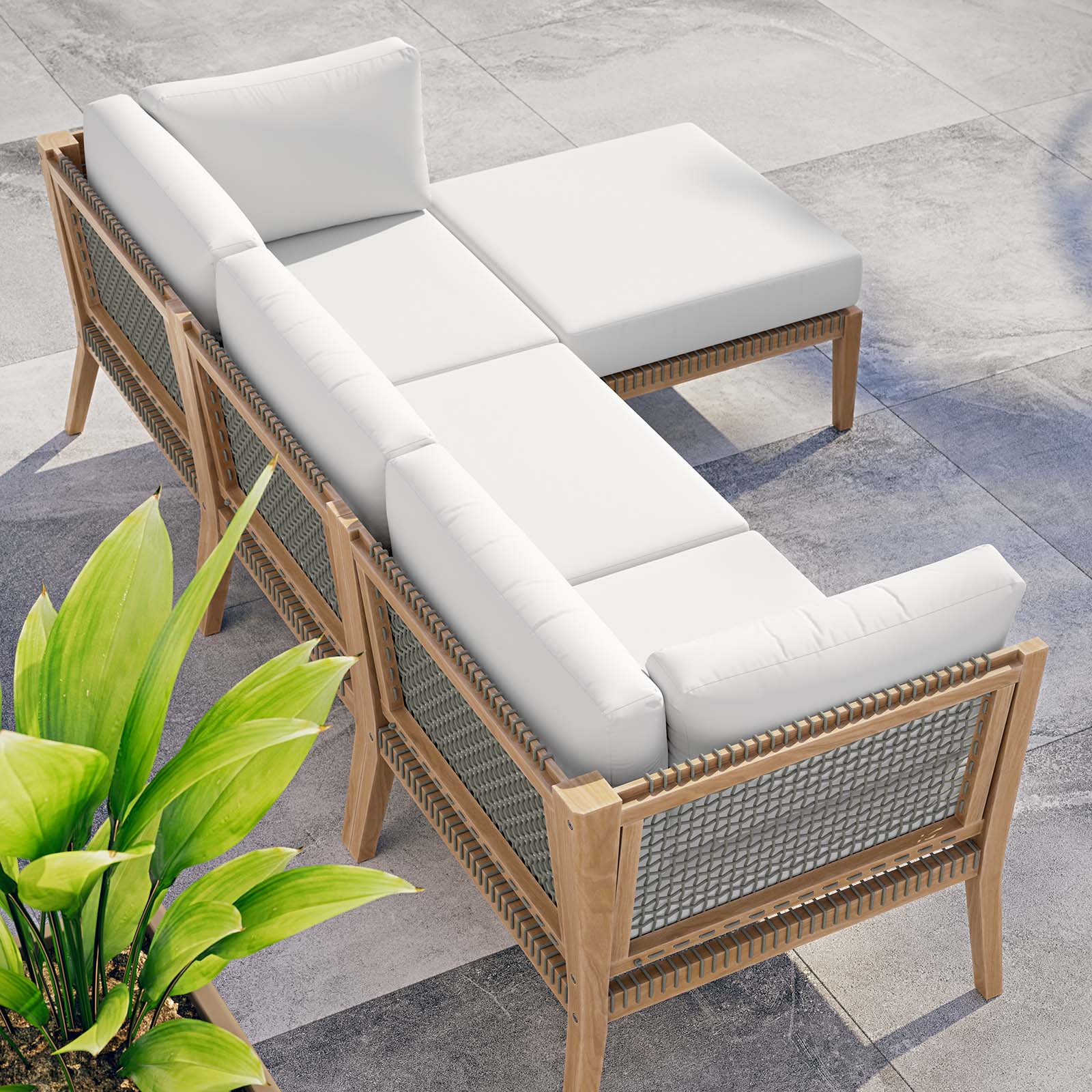 Clearwater Outdoor Patio Teak Wood 4-Piece Sectional Sofa By Modway - EEI-6121 - Image 44