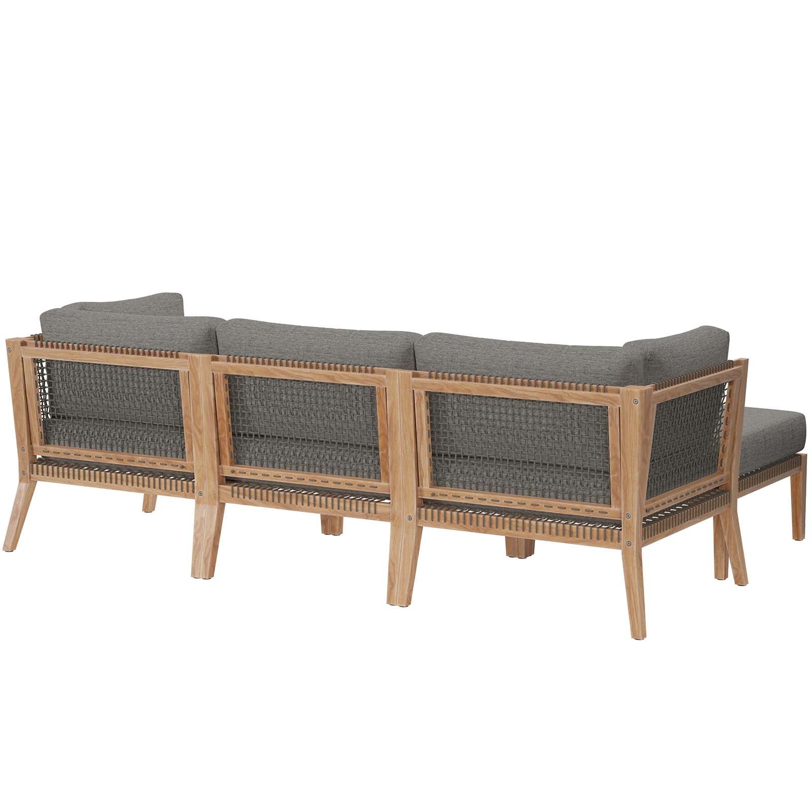 Clearwater Outdoor Patio Teak Wood 4-Piece Sectional Sofa By Modway - EEI-6121 - Image 7