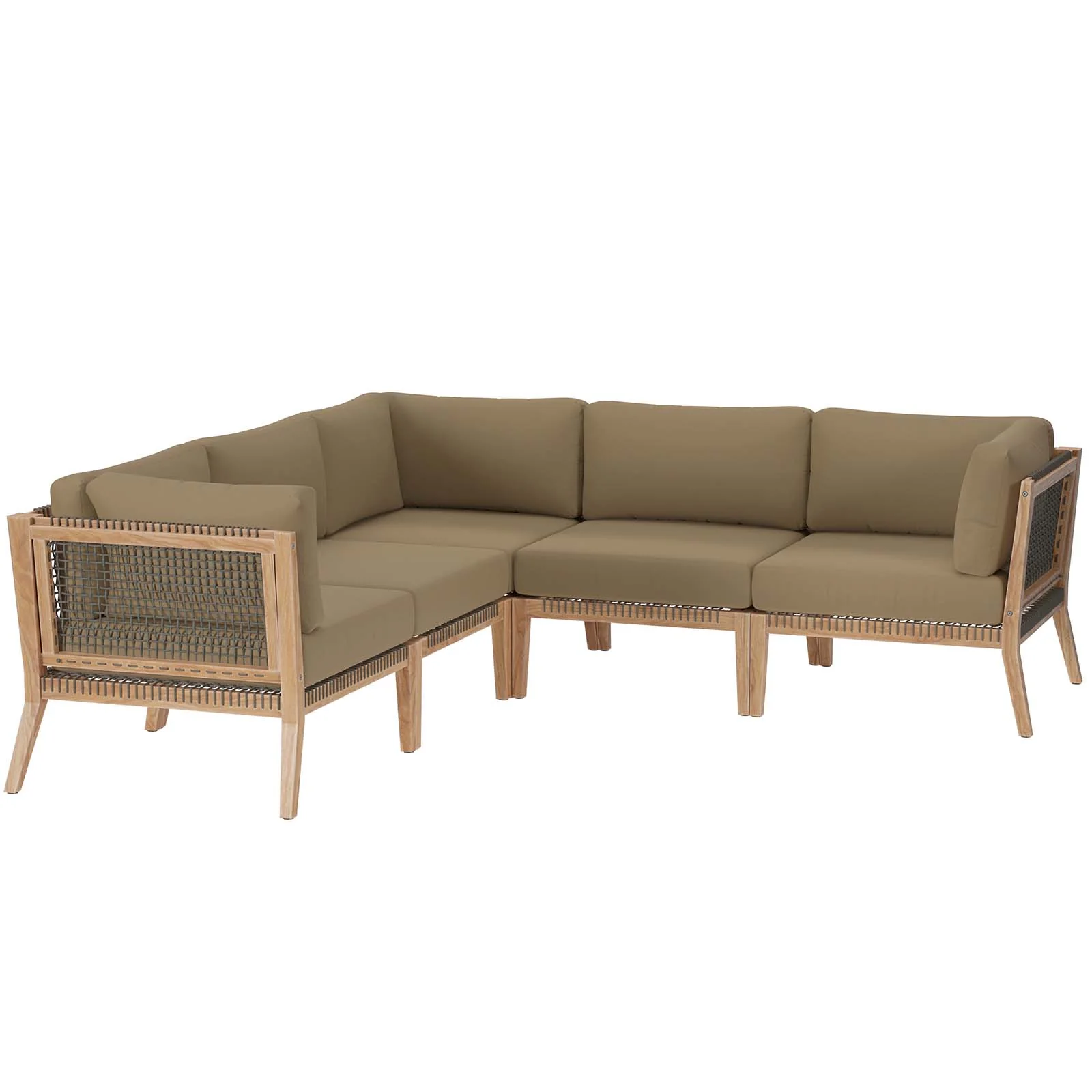 Clearwater Outdoor Patio Teak Wood 5-Piece Sectional Sofa By Modway - EEI-6123 - Image 11