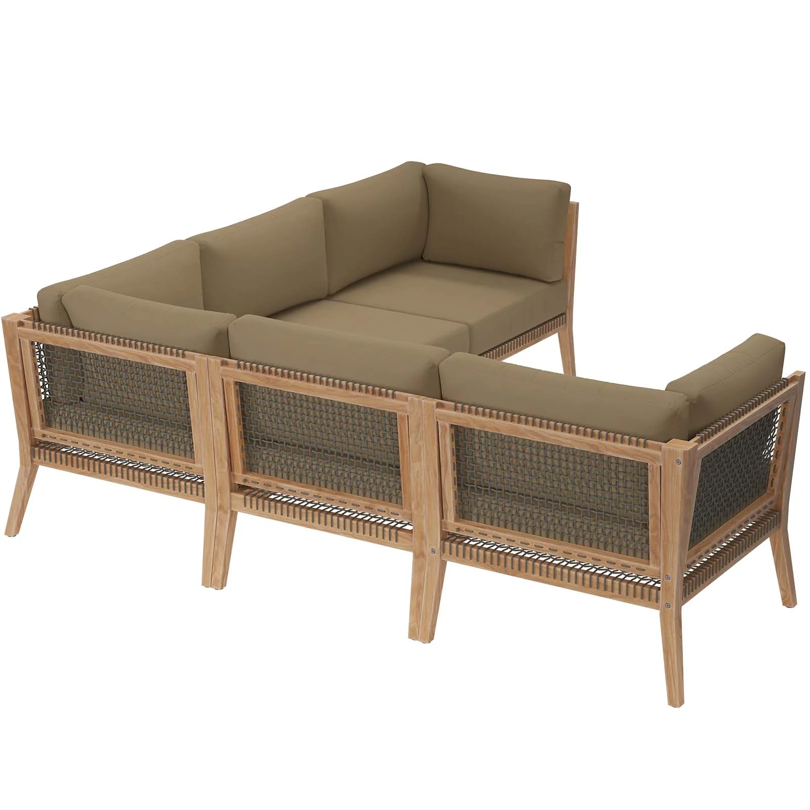 Clearwater Outdoor Patio Teak Wood 5-Piece Sectional Sofa By Modway - EEI-6123 - Image 14