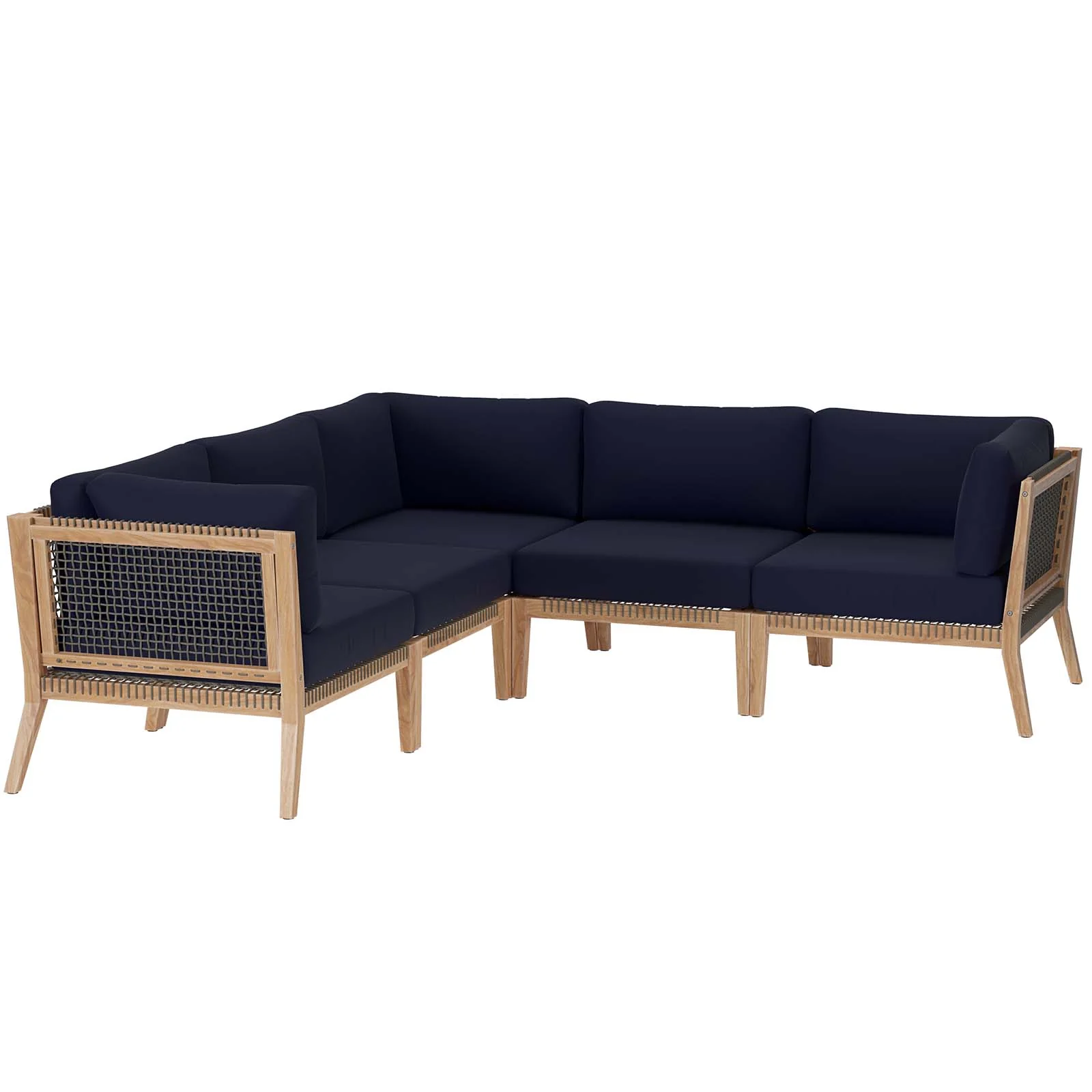 Clearwater Outdoor Patio Teak Wood 5-Piece Sectional Sofa By Modway - EEI-6123 - Image 21