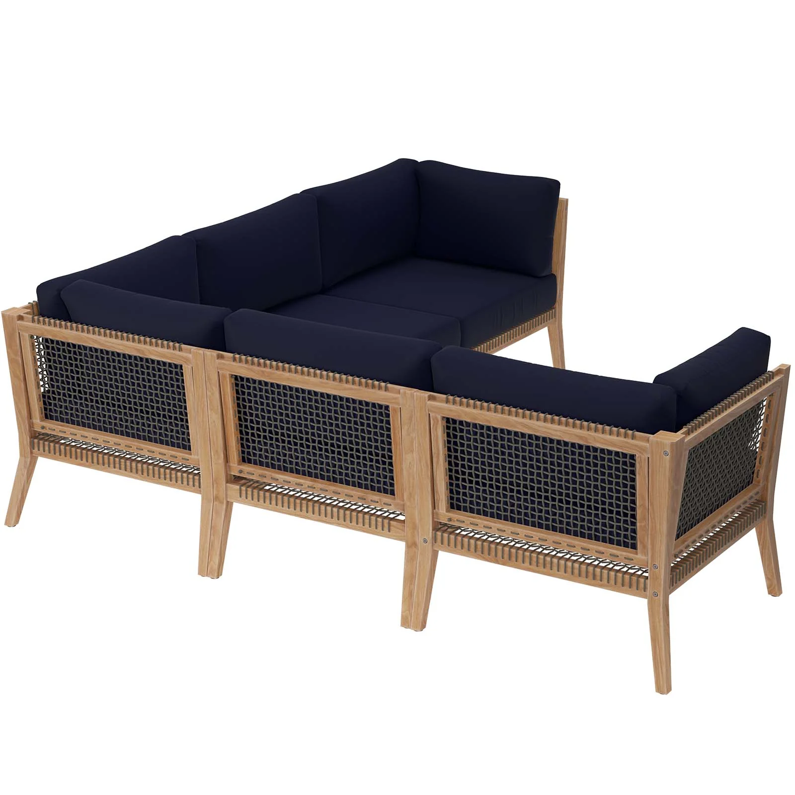 Clearwater Outdoor Patio Teak Wood 5-Piece Sectional Sofa By Modway - EEI-6123 - Image 24