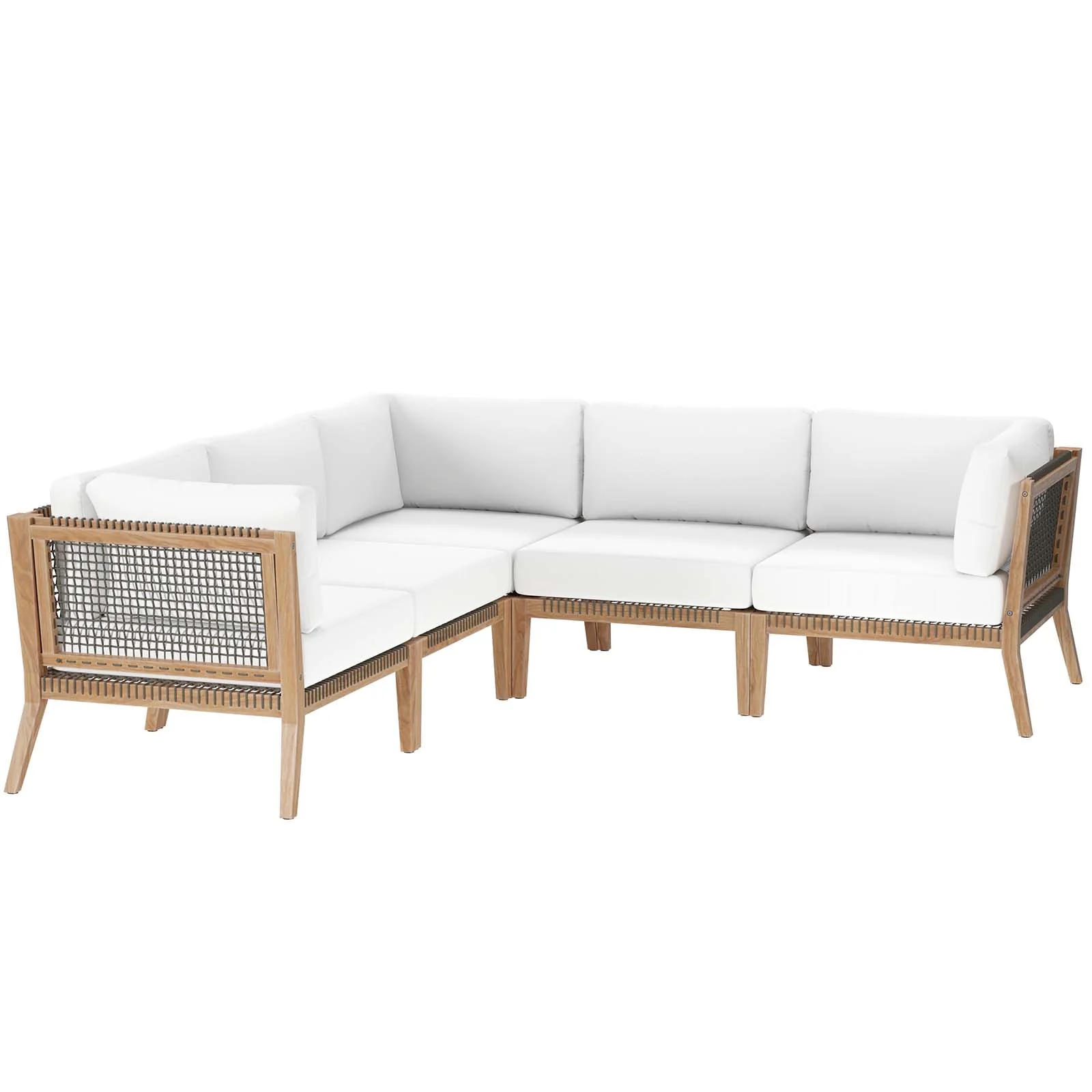 Clearwater Outdoor Patio Teak Wood 5-Piece Sectional Sofa By Modway - EEI-6123 - Image 31