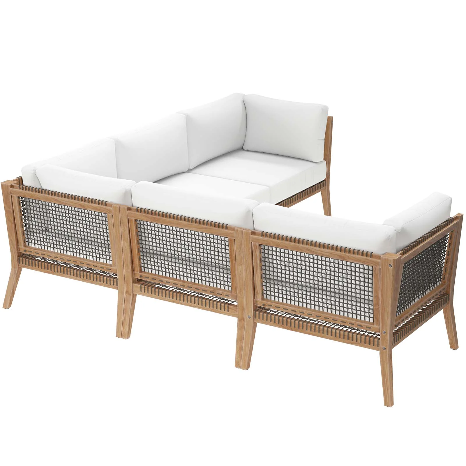 Clearwater Outdoor Patio Teak Wood 5-Piece Sectional Sofa By Modway - EEI-6123 - Image 34