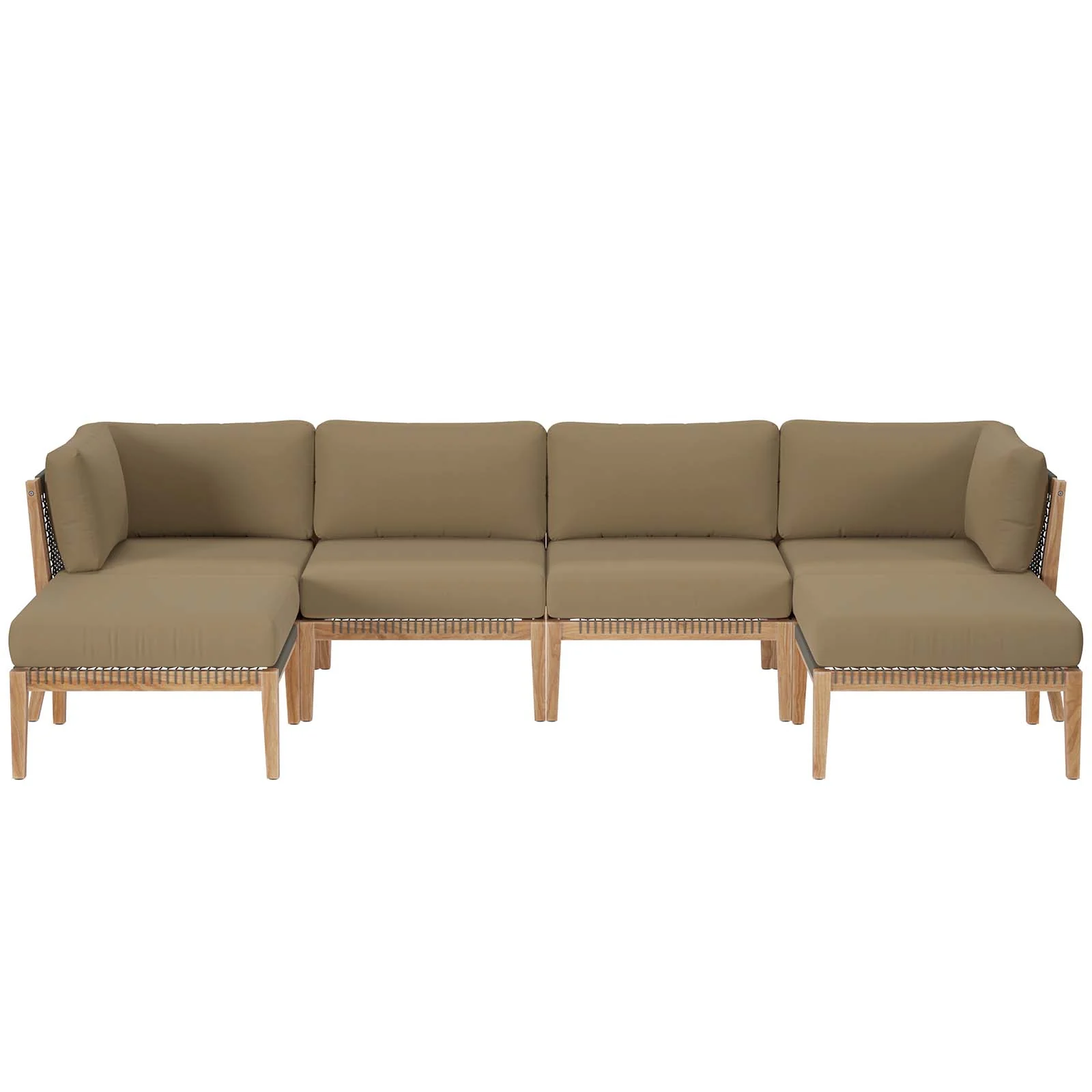 Clearwater Outdoor Patio Teak Wood 6-Piece Sectional Sofa By Modway - EEI-6122 - Image 14