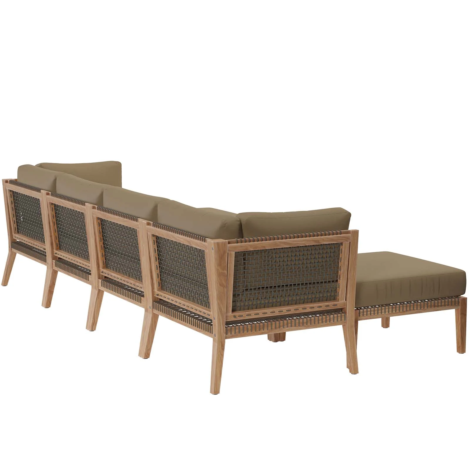 Clearwater Outdoor Patio Teak Wood 6-Piece Sectional Sofa By Modway - EEI-6122 - Image 20