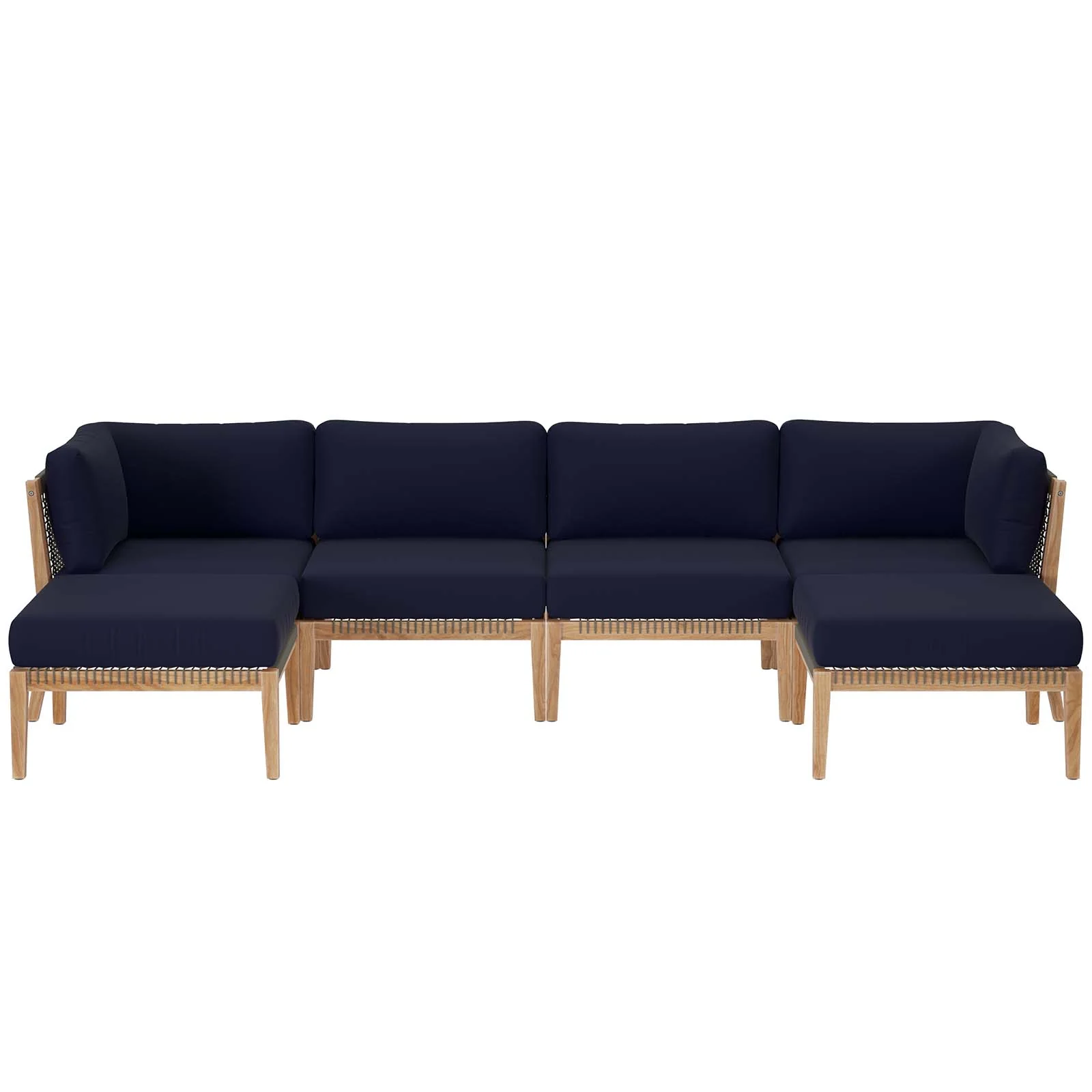 Clearwater Outdoor Patio Teak Wood 6-Piece Sectional Sofa By Modway - EEI-6122 - Image 27