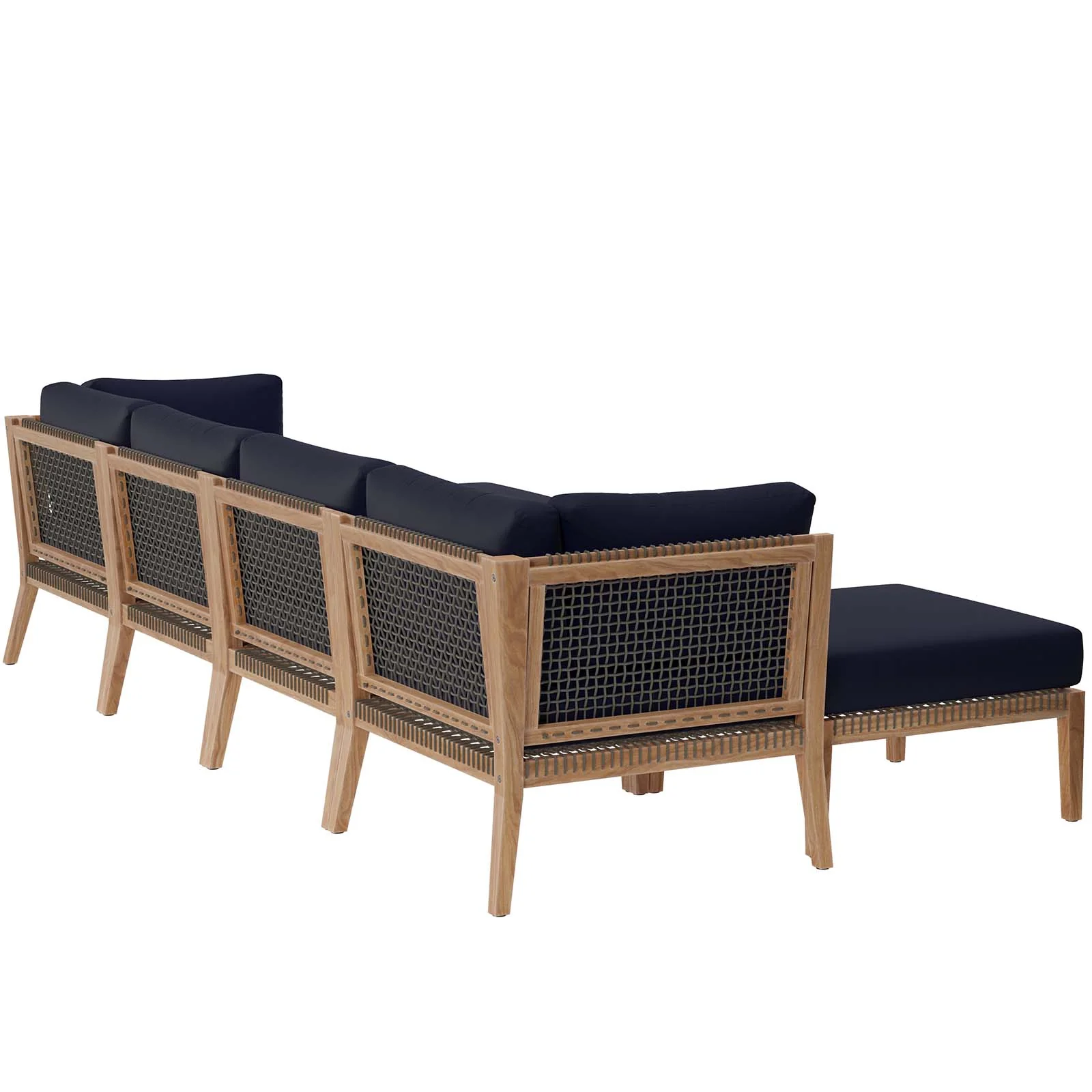 Clearwater Outdoor Patio Teak Wood 6-Piece Sectional Sofa By Modway - EEI-6122 - Image 33