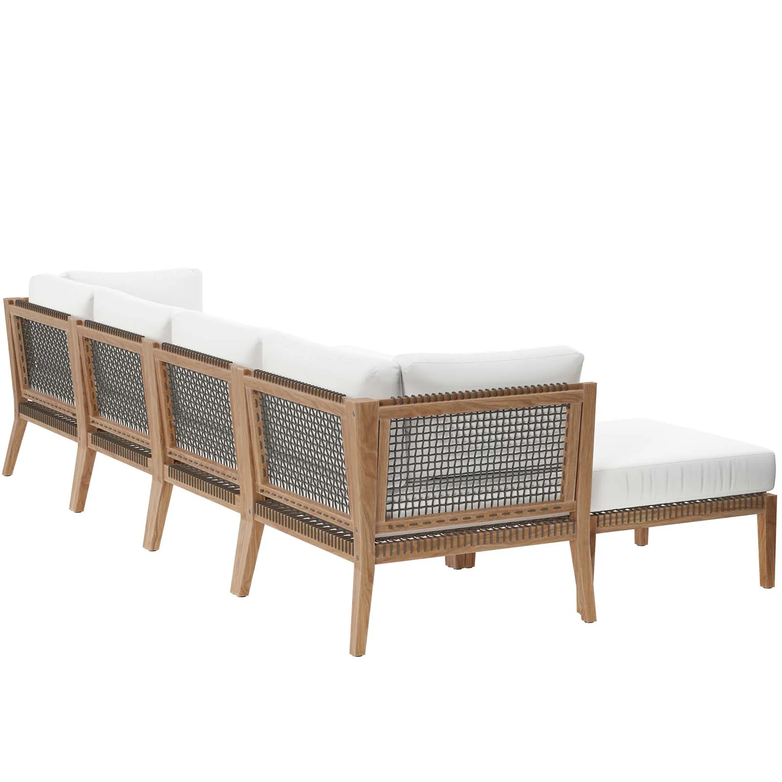 Clearwater Outdoor Patio Teak Wood 6-Piece Sectional Sofa By Modway - EEI-6122 - Image 46