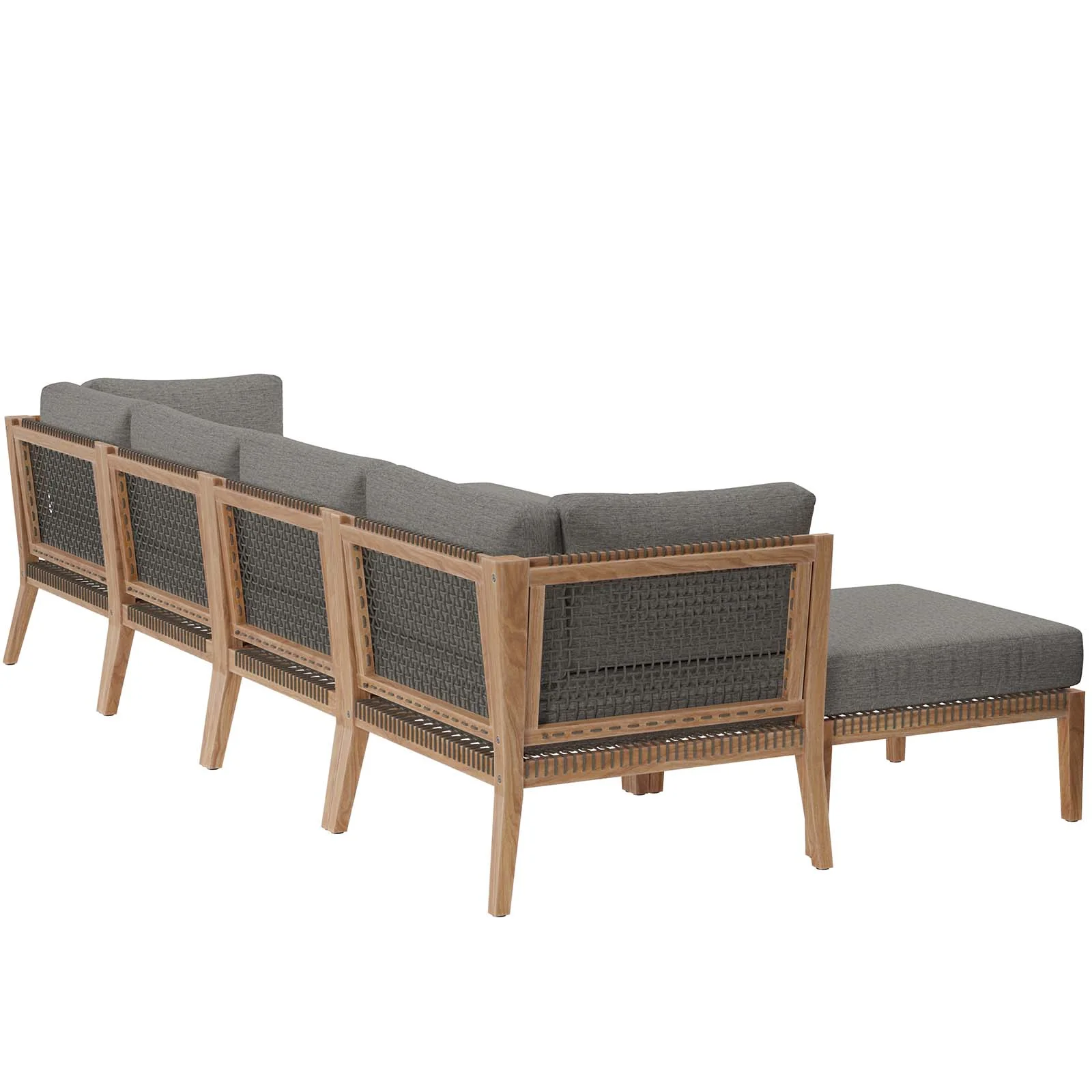 Clearwater Outdoor Patio Teak Wood 6-Piece Sectional Sofa By Modway - EEI-6122 - Image 7