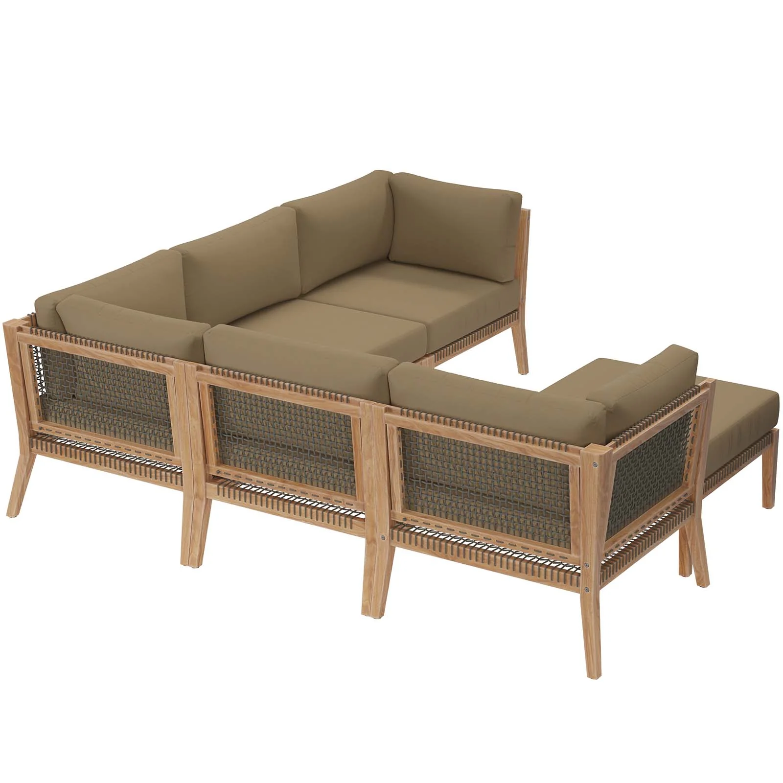 Clearwater Outdoor Patio Teak Wood 6-Piece Sectional Sofa By Modway - EEI-6124 - Image 20