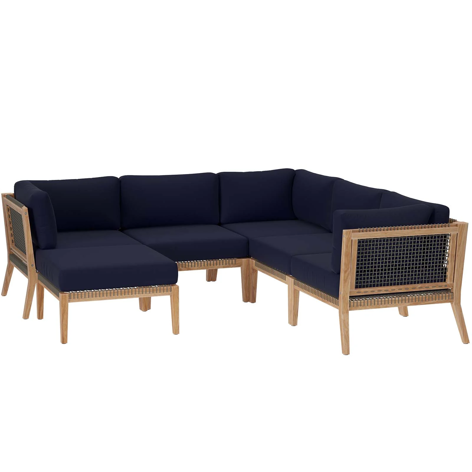 Clearwater Outdoor Patio Teak Wood 6-Piece Sectional Sofa By Modway - EEI-6124 - Image 27