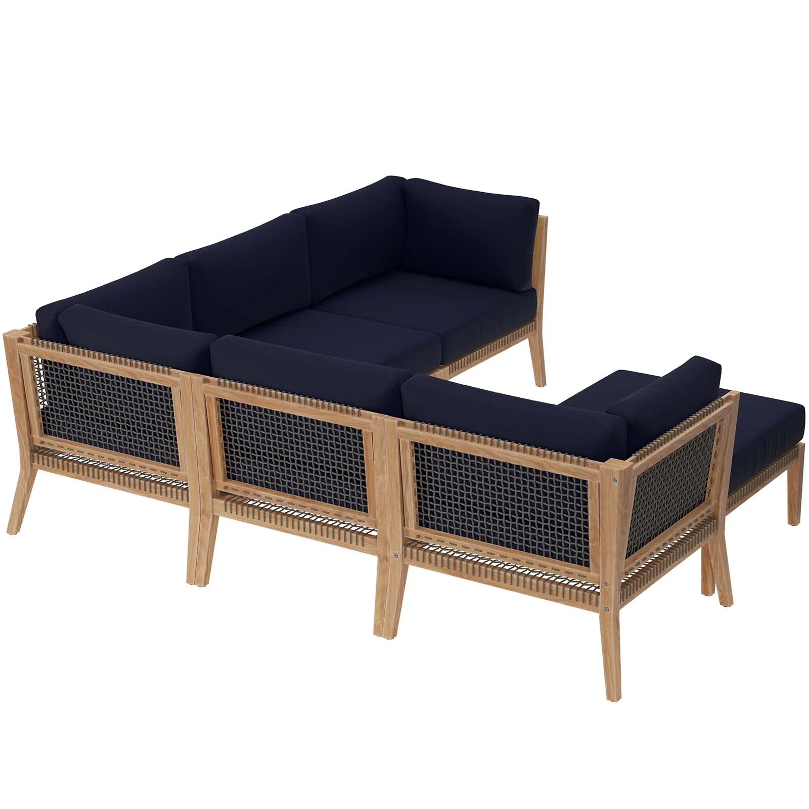 Clearwater Outdoor Patio Teak Wood 6-Piece Sectional Sofa By Modway - EEI-6124 - Image 33