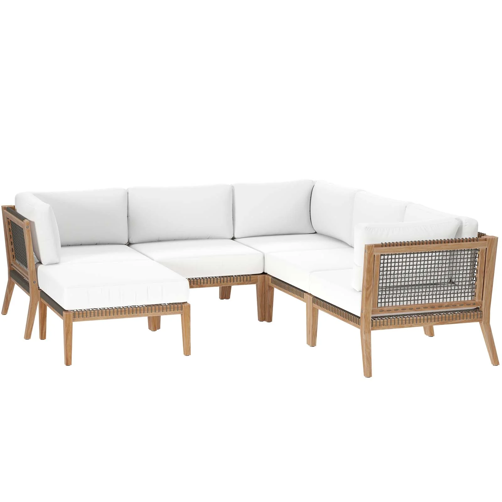 Clearwater Outdoor Patio Teak Wood 6-Piece Sectional Sofa By Modway - EEI-6124 - Image 40