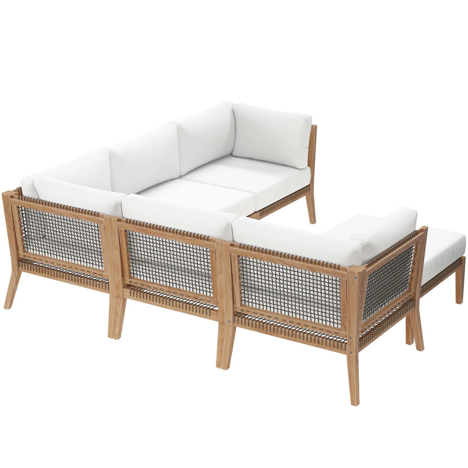 Clearwater Outdoor Patio Teak Wood 6-Piece Sectional Sofa By Modway - EEI-6124 - Image 46