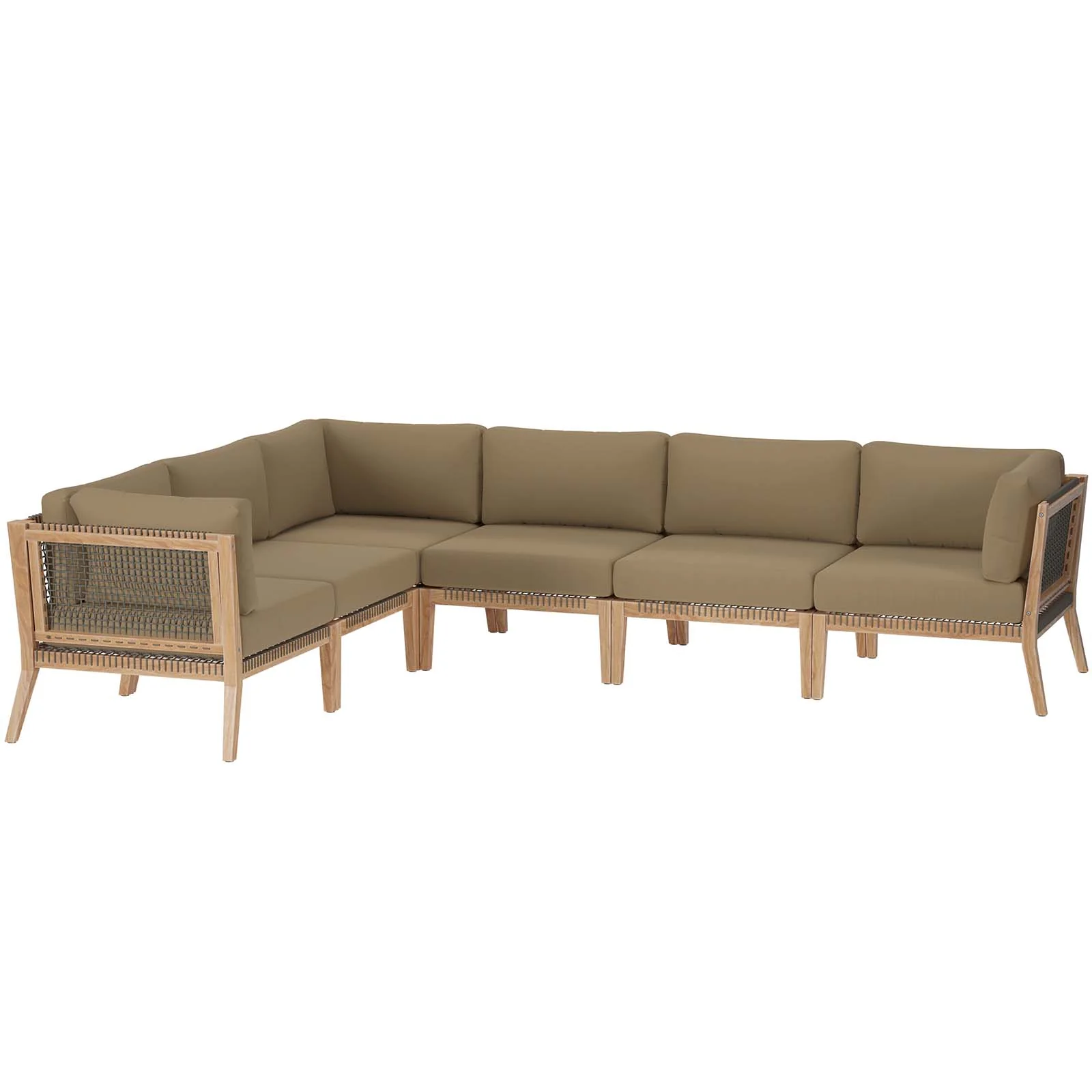 Clearwater Outdoor Patio Teak Wood 6-Piece Sectional Sofa By Modway - EEI-6125 - Image 11