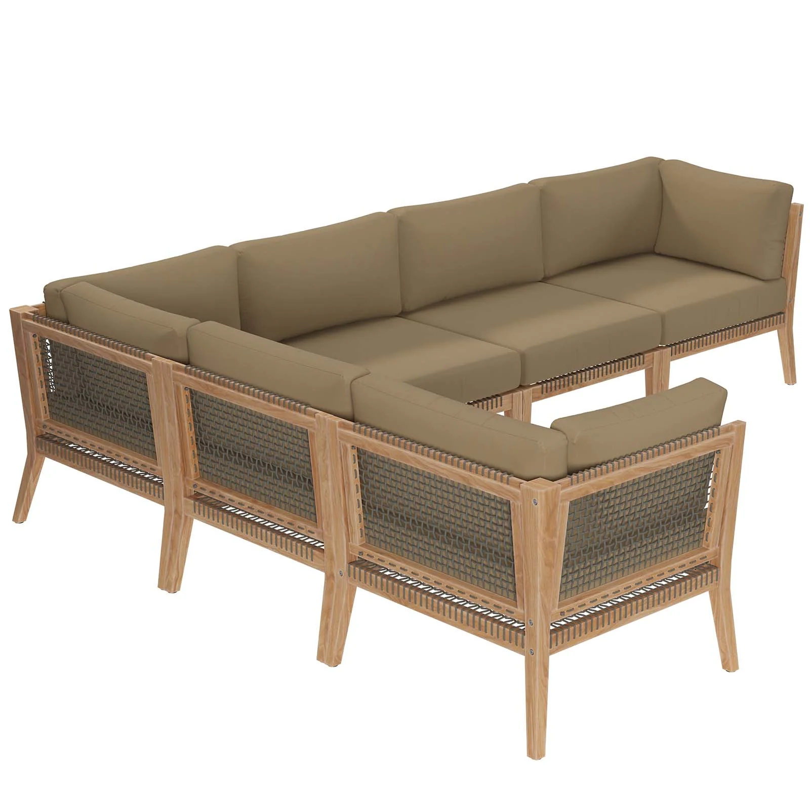 Clearwater Outdoor Patio Teak Wood 6-Piece Sectional Sofa By Modway - EEI-6125 - Image 14