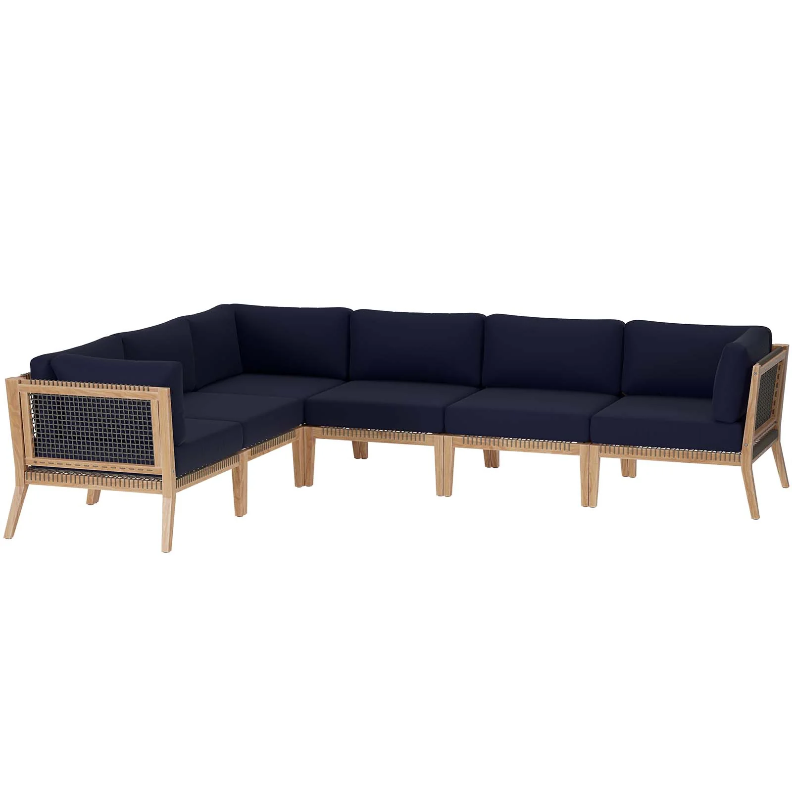Clearwater Outdoor Patio Teak Wood 6-Piece Sectional Sofa By Modway - EEI-6125 - Image 21