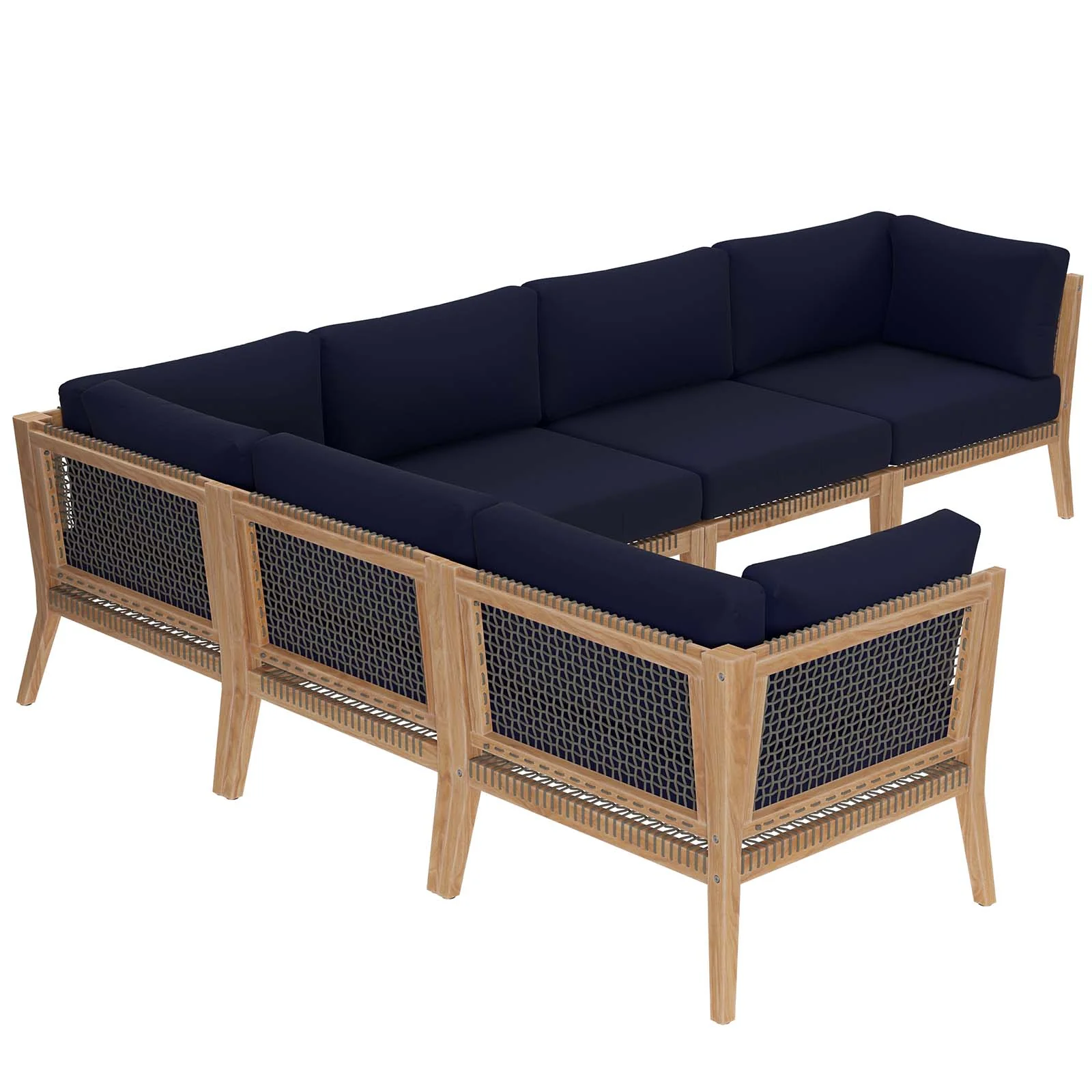 Clearwater Outdoor Patio Teak Wood 6-Piece Sectional Sofa By Modway - EEI-6125 - Image 24