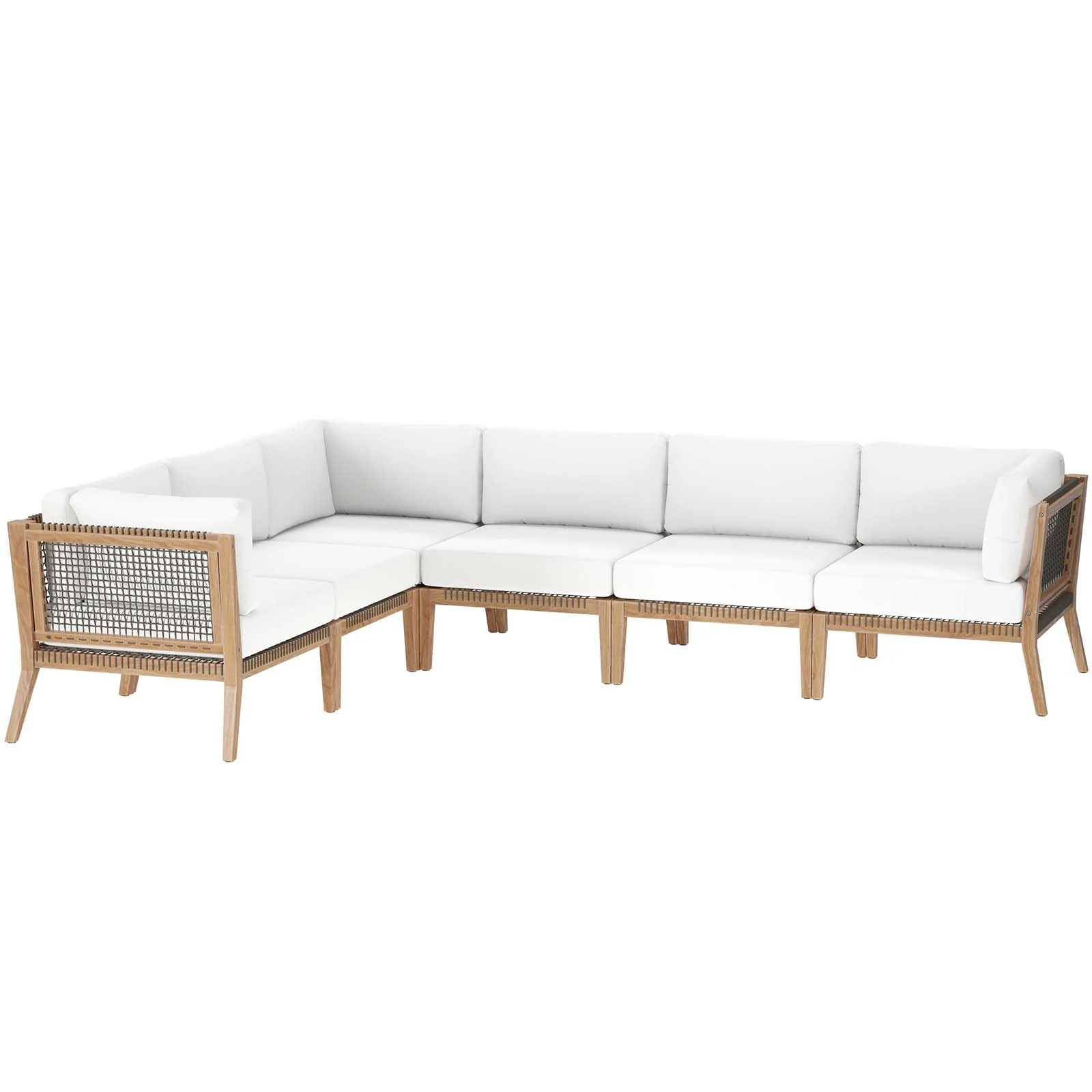 Clearwater Outdoor Patio Teak Wood 6-Piece Sectional Sofa By Modway - EEI-6125 - Image 31