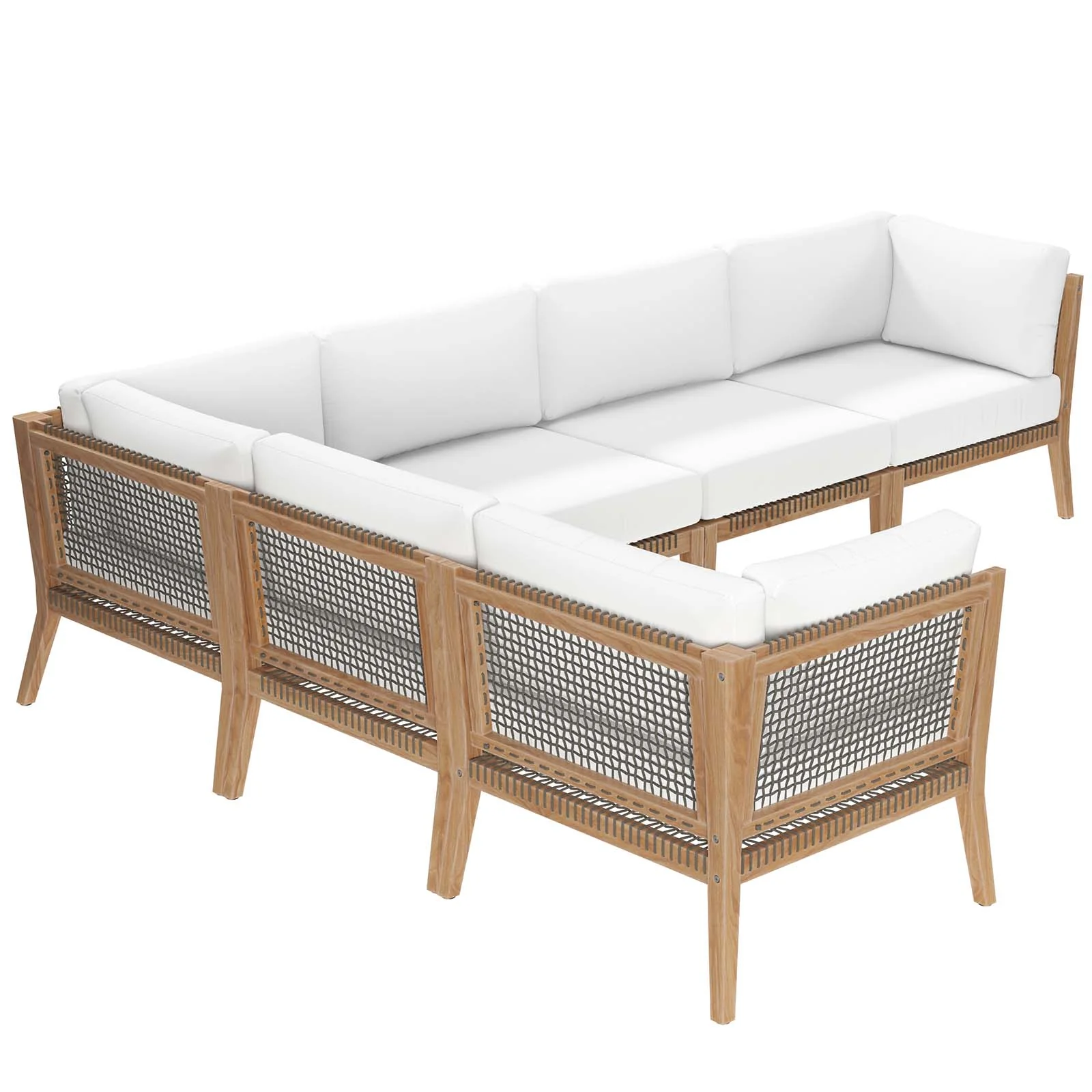 Clearwater Outdoor Patio Teak Wood 6-Piece Sectional Sofa By Modway - EEI-6125 - Image 34
