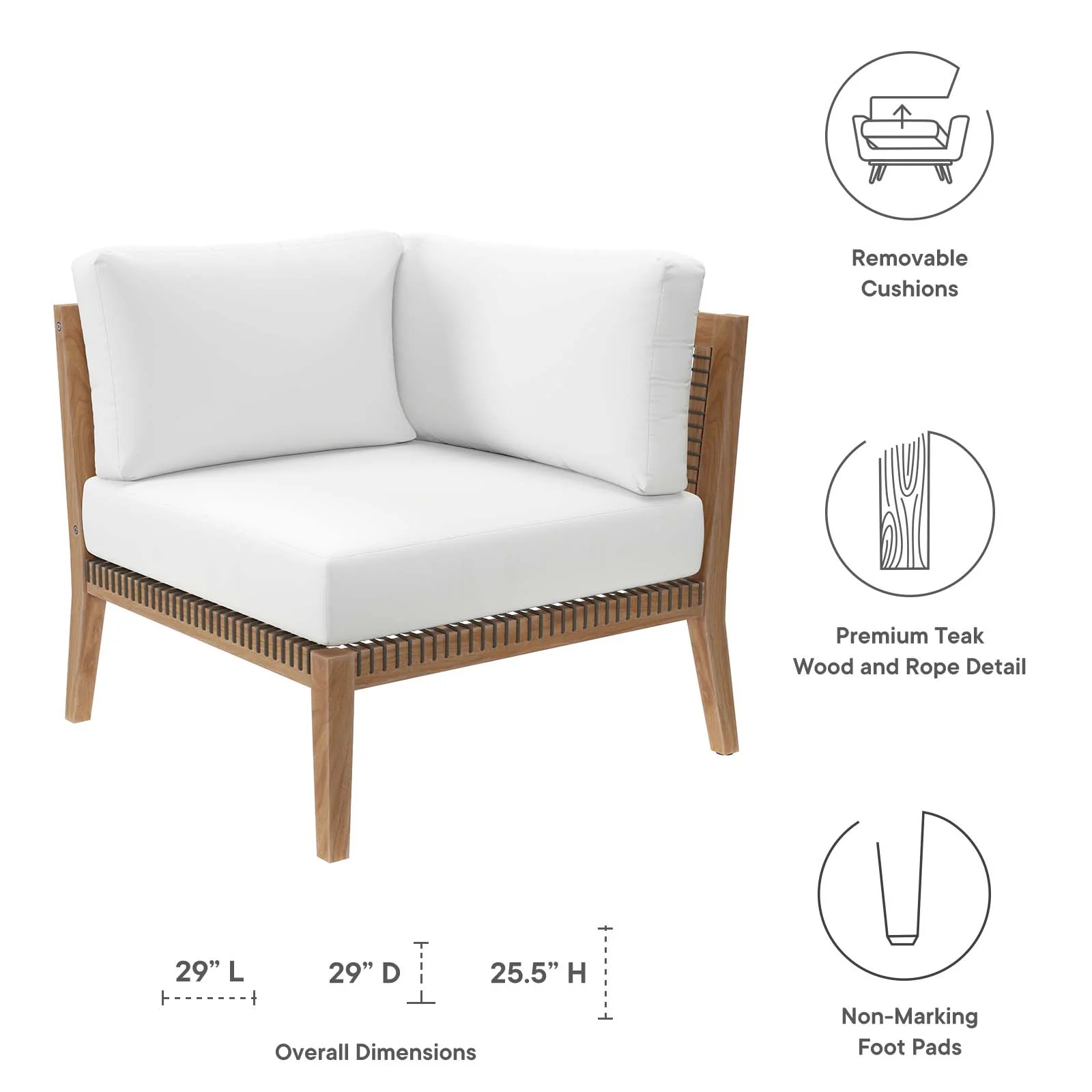 Clearwater Outdoor Patio Teak Wood Corner Chair By Modway - EEI-5855 - Image 26