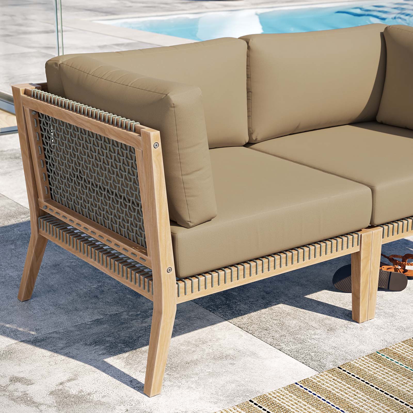 Clearwater Outdoor Patio Teak Wood Loveseat By Modway - EEI-6119 - Image 15