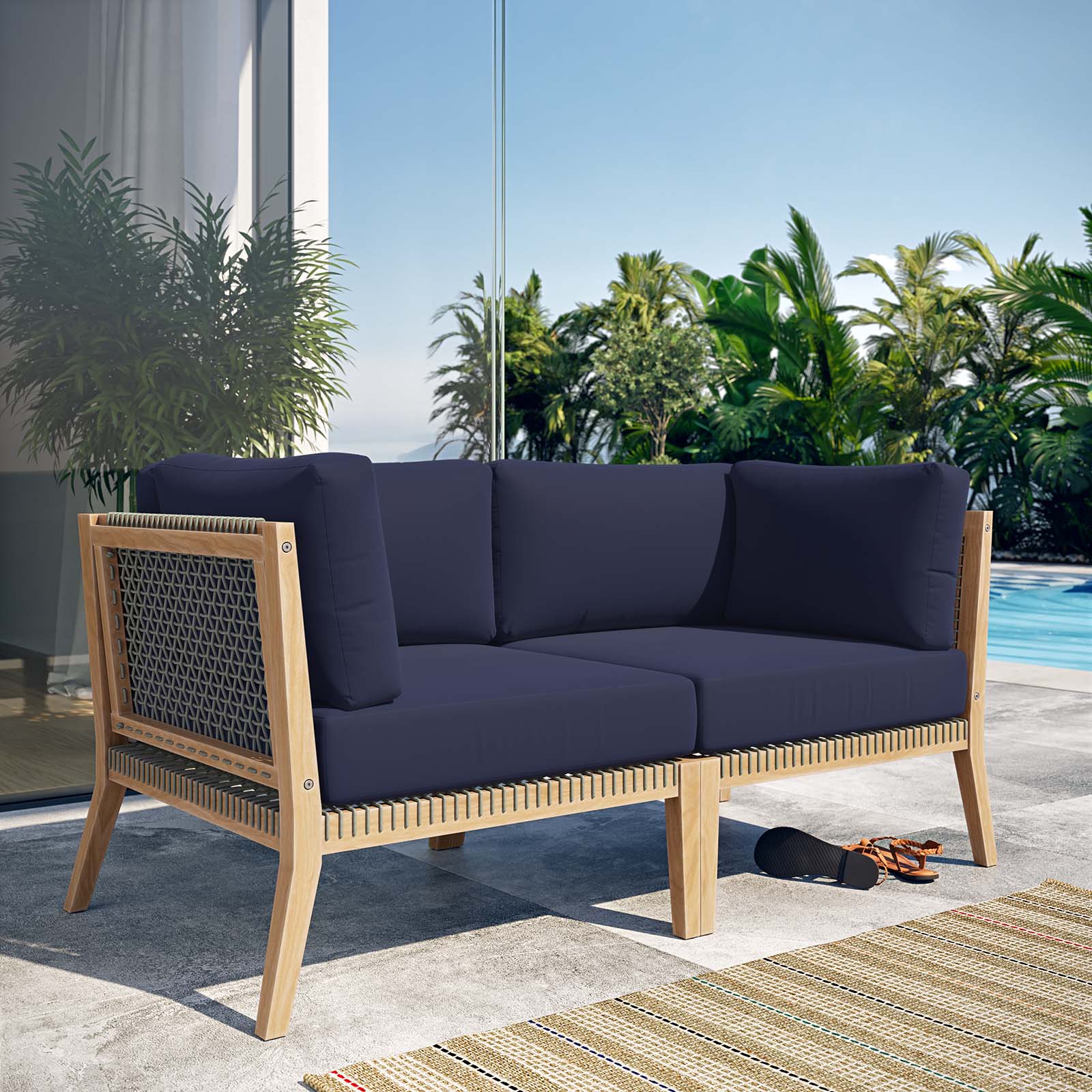 Clearwater Outdoor Patio Teak Wood Loveseat By Modway - EEI-6119 - Image 24