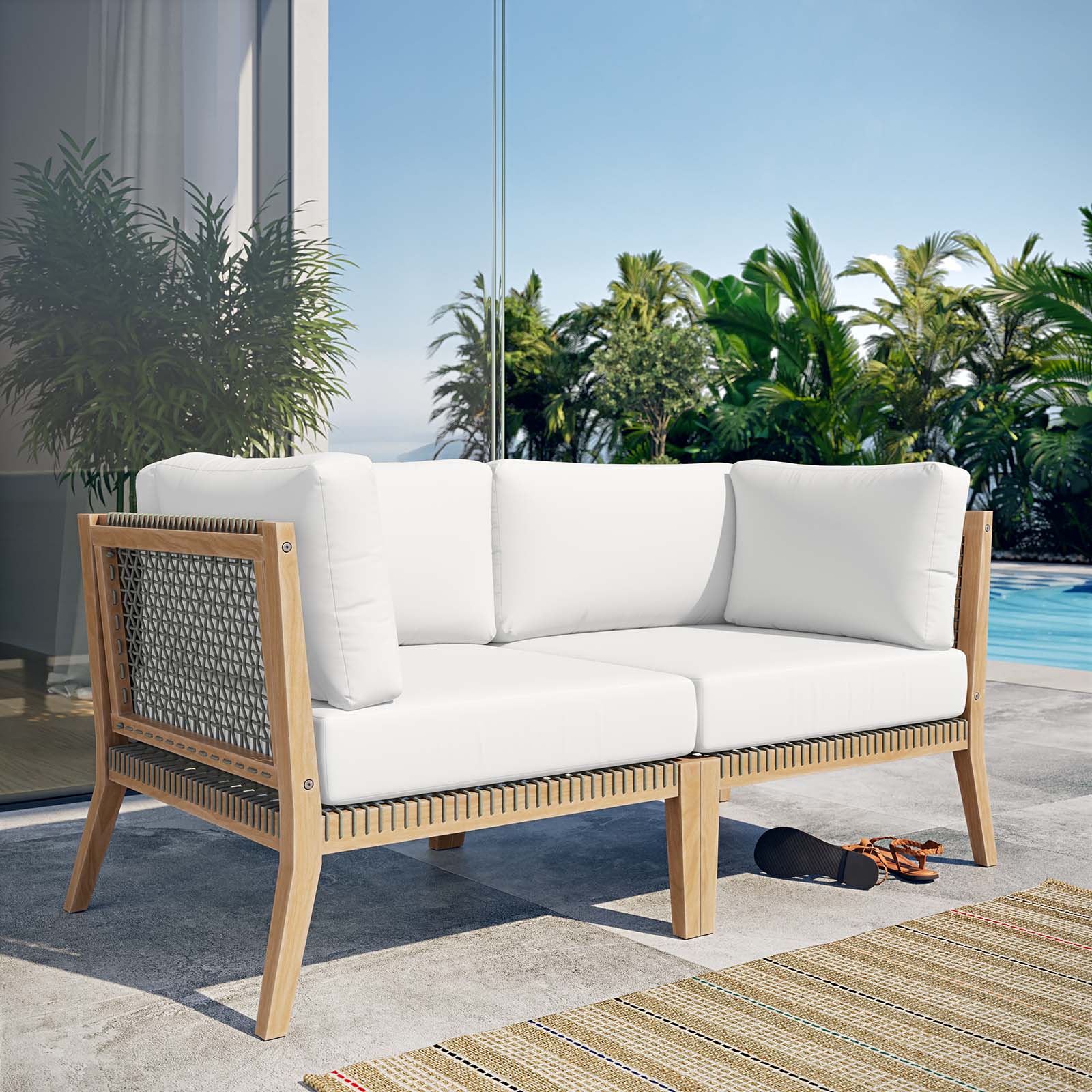 Clearwater Outdoor Patio Teak Wood Loveseat By Modway - EEI-6119 - Image 32