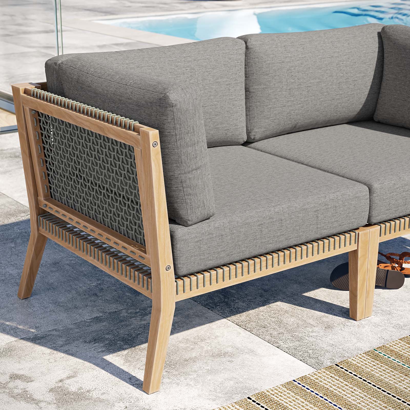 Clearwater Outdoor Patio Teak Wood Loveseat By Modway - EEI-6119 - Image 8