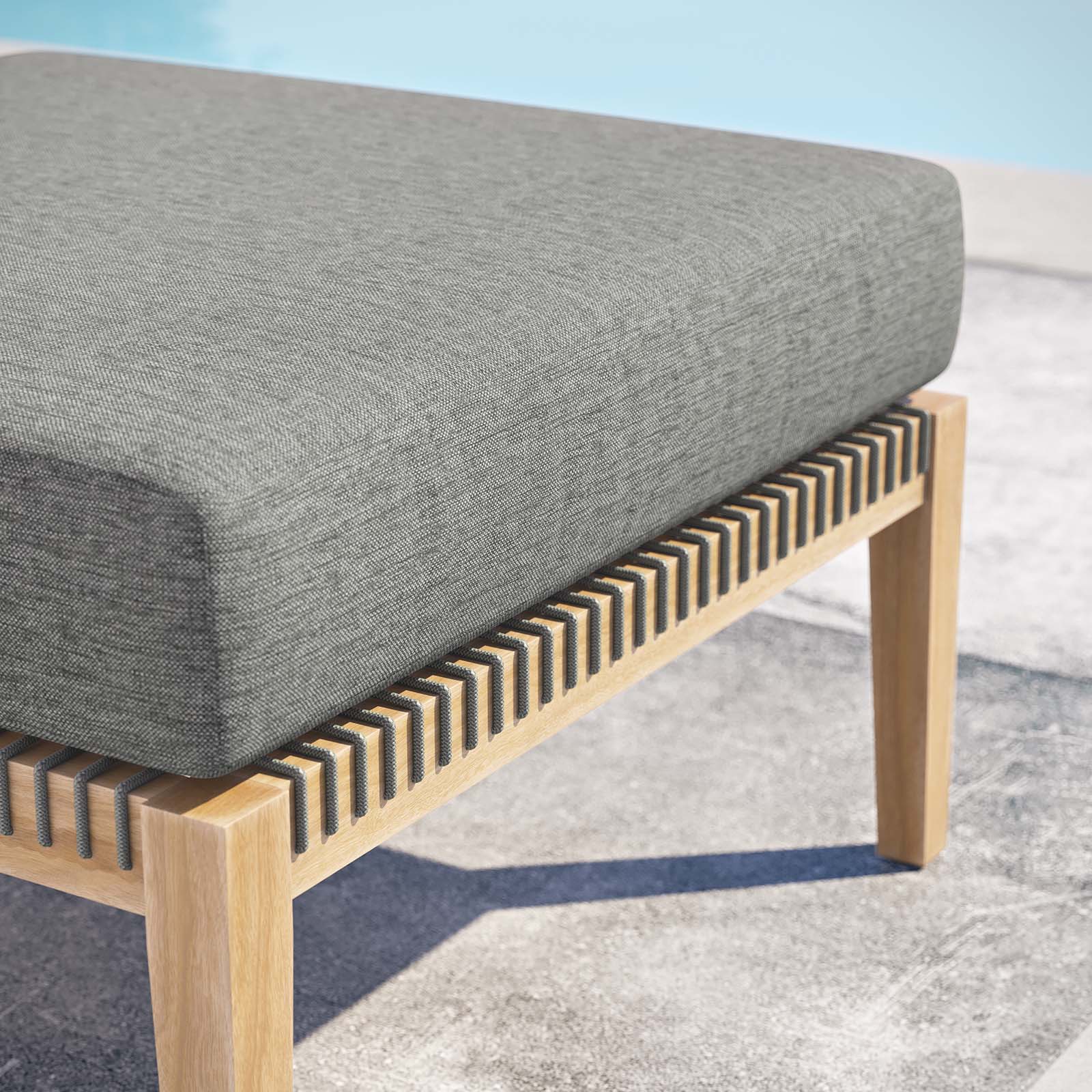 Clearwater Outdoor Patio Teak Wood Ottoman By Modway - EEI-5854 - Image 7