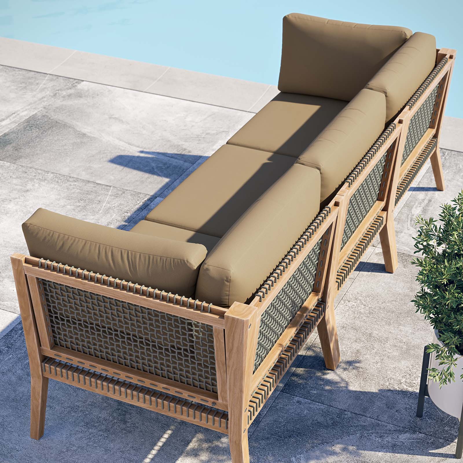 Clearwater Outdoor Patio Teak Wood Sofa By Modway - EEI-6120 - Image 12