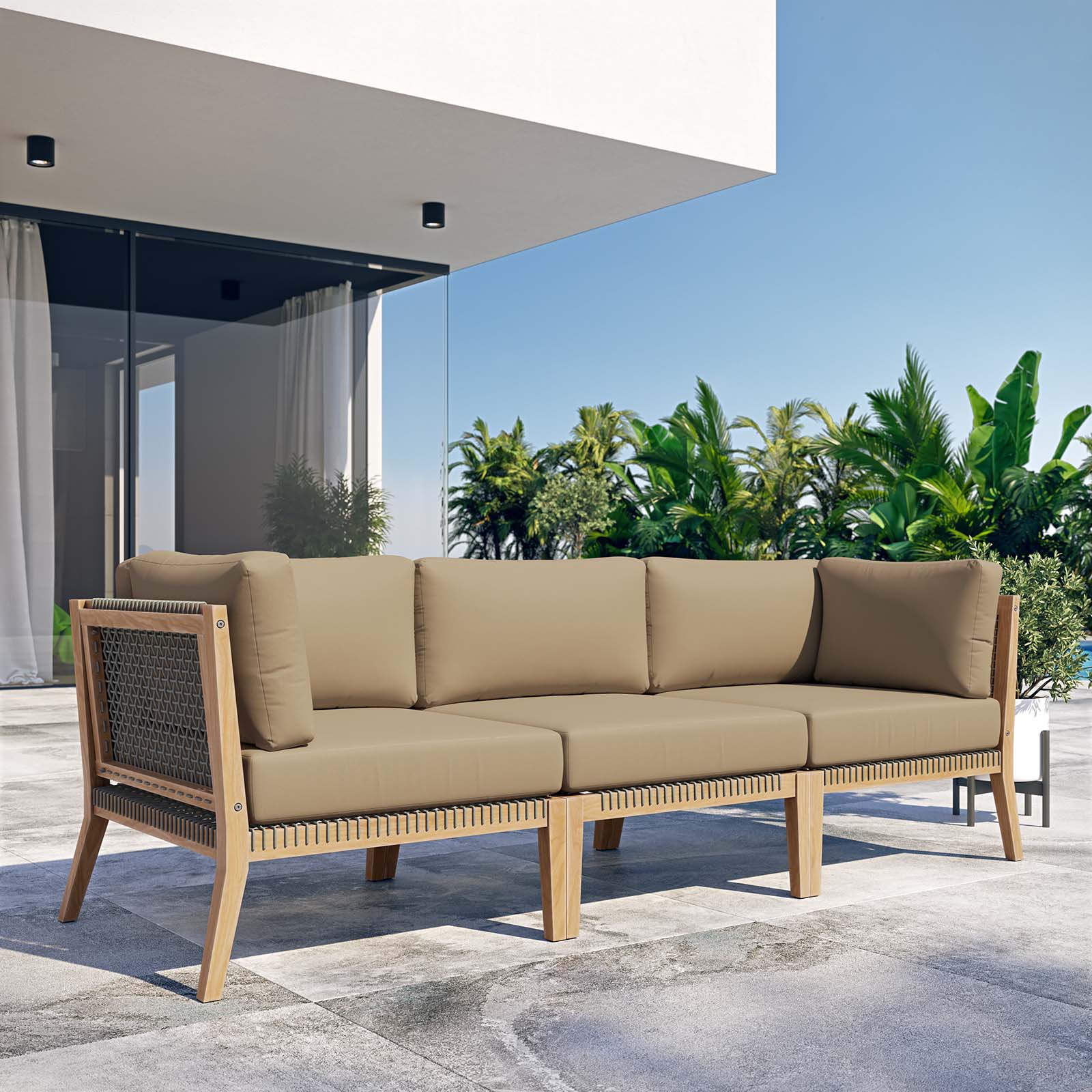 Clearwater Outdoor Patio Teak Wood Sofa By Modway - EEI-6120 - Image 13