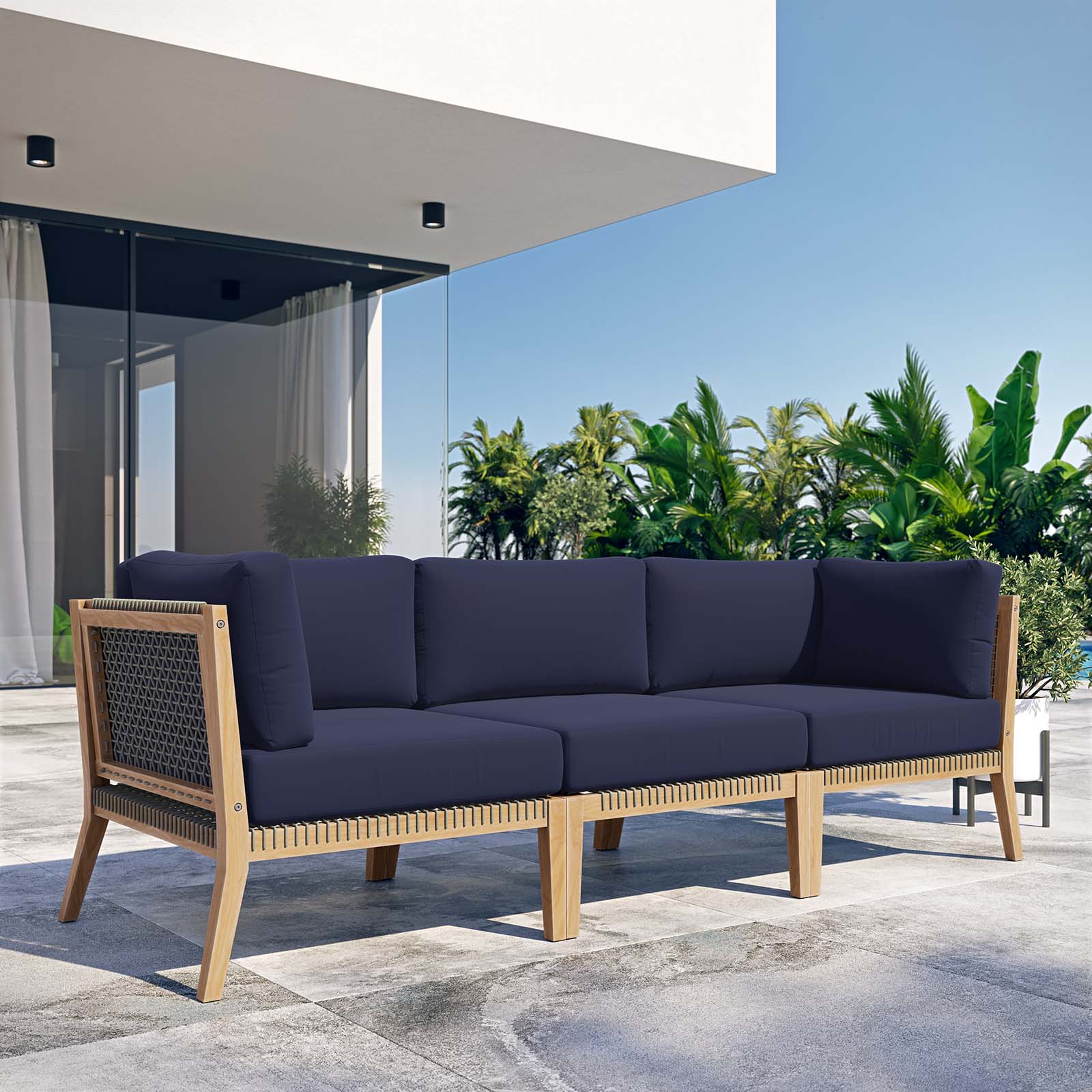 Clearwater Outdoor Patio Teak Wood Sofa By Modway - EEI-6120 - Image 23