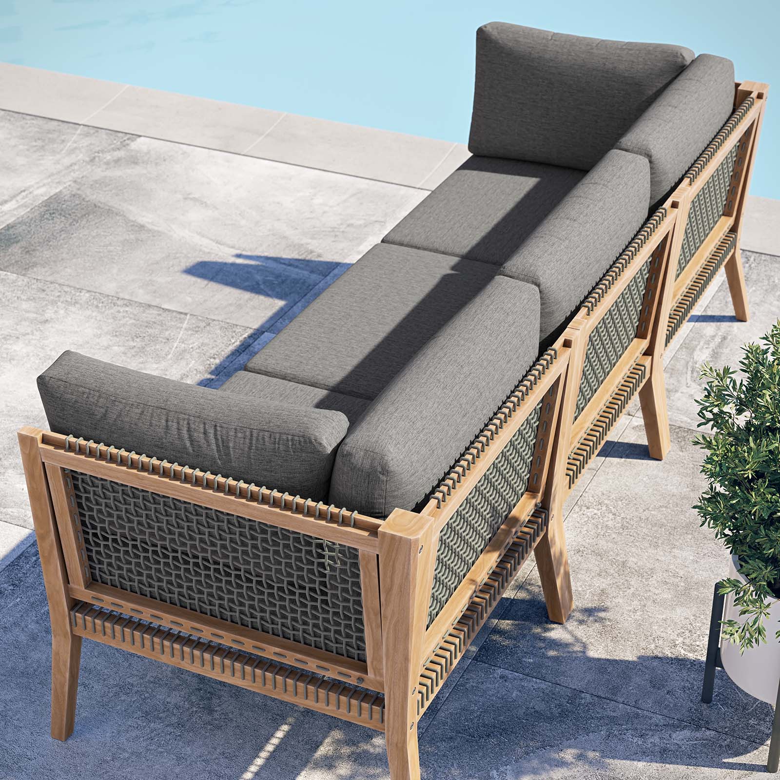 Clearwater Outdoor Patio Teak Wood Sofa By Modway - EEI-6120 - Image 3