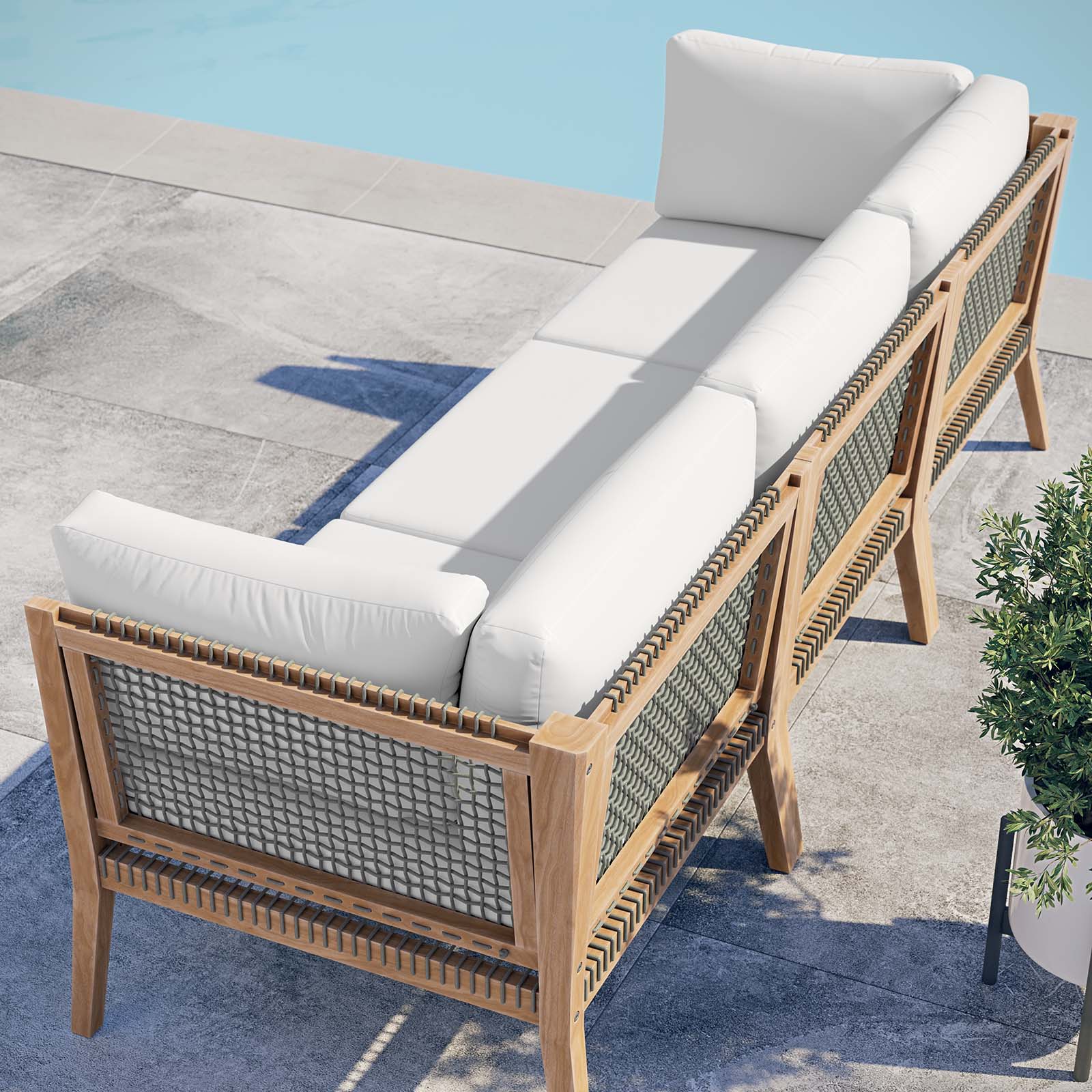 Clearwater Outdoor Patio Teak Wood Sofa By Modway - EEI-6120 - Image 32