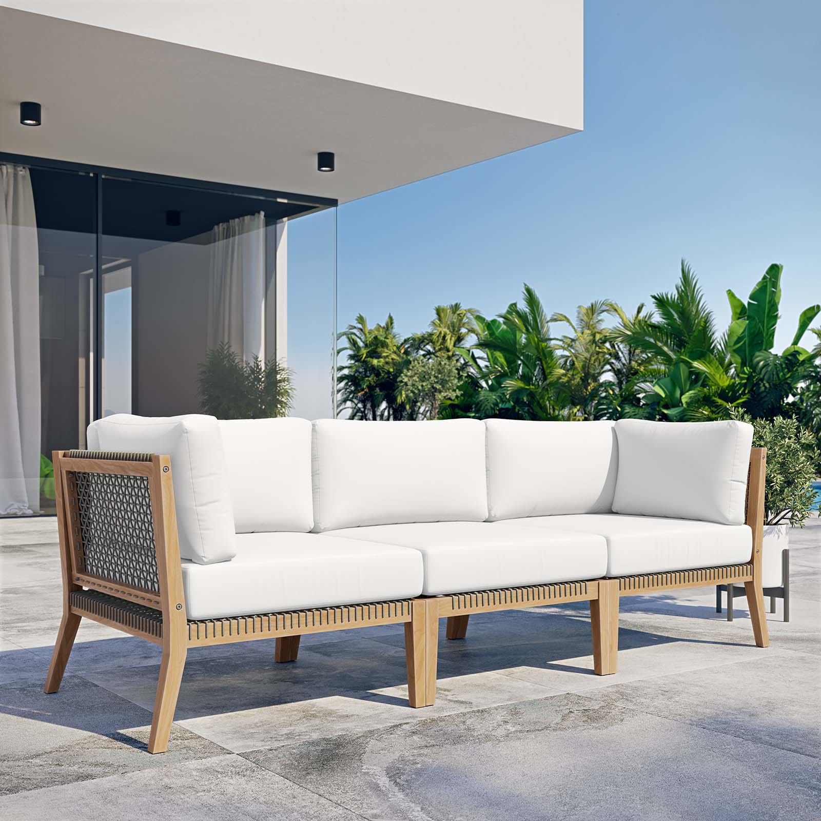 Clearwater Outdoor Patio Teak Wood Sofa By Modway - EEI-6120 - Image 33